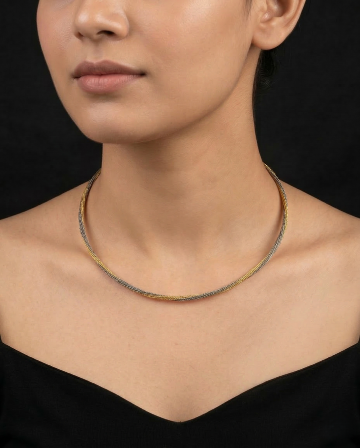 Premium Gold Oxidised Black Hasli Chain