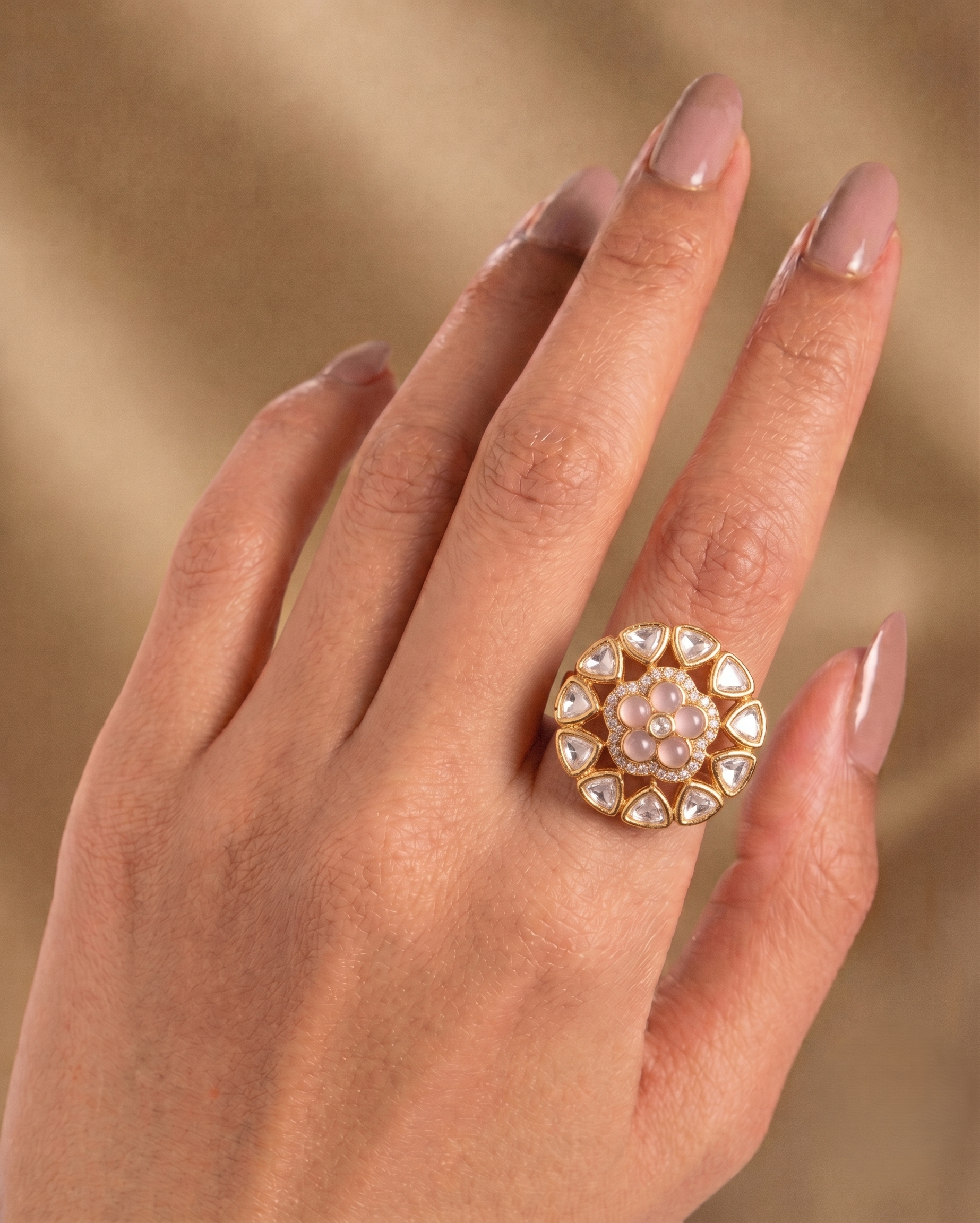 Harinika Green Kundan AStatement Ring