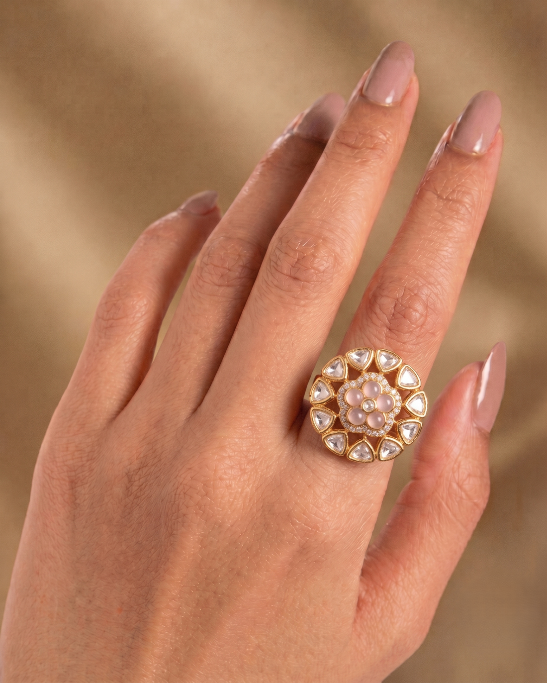 Harinika Green Kundan AStatement Ring