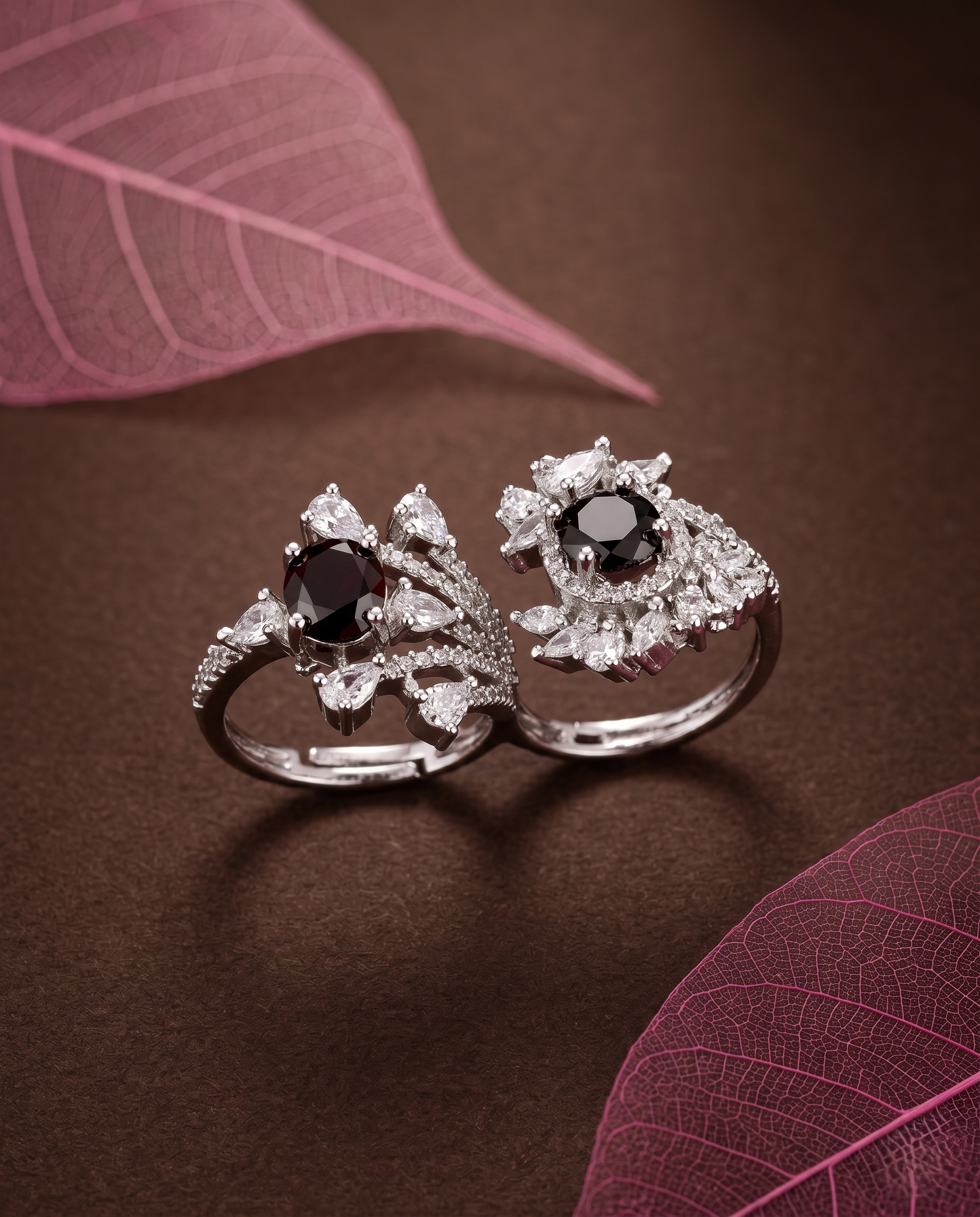 Elara Bloom Adjustable Double Finger Statement Ring