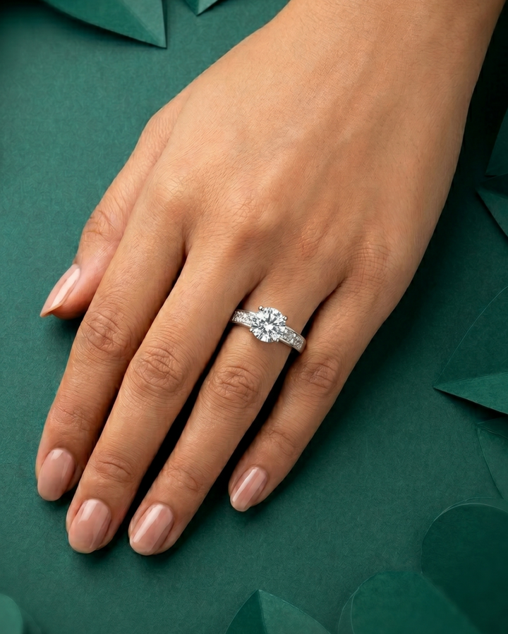 Classic Solitaire Adjustable Ring – Silver Plated Diamond Look | Minimal Elegance