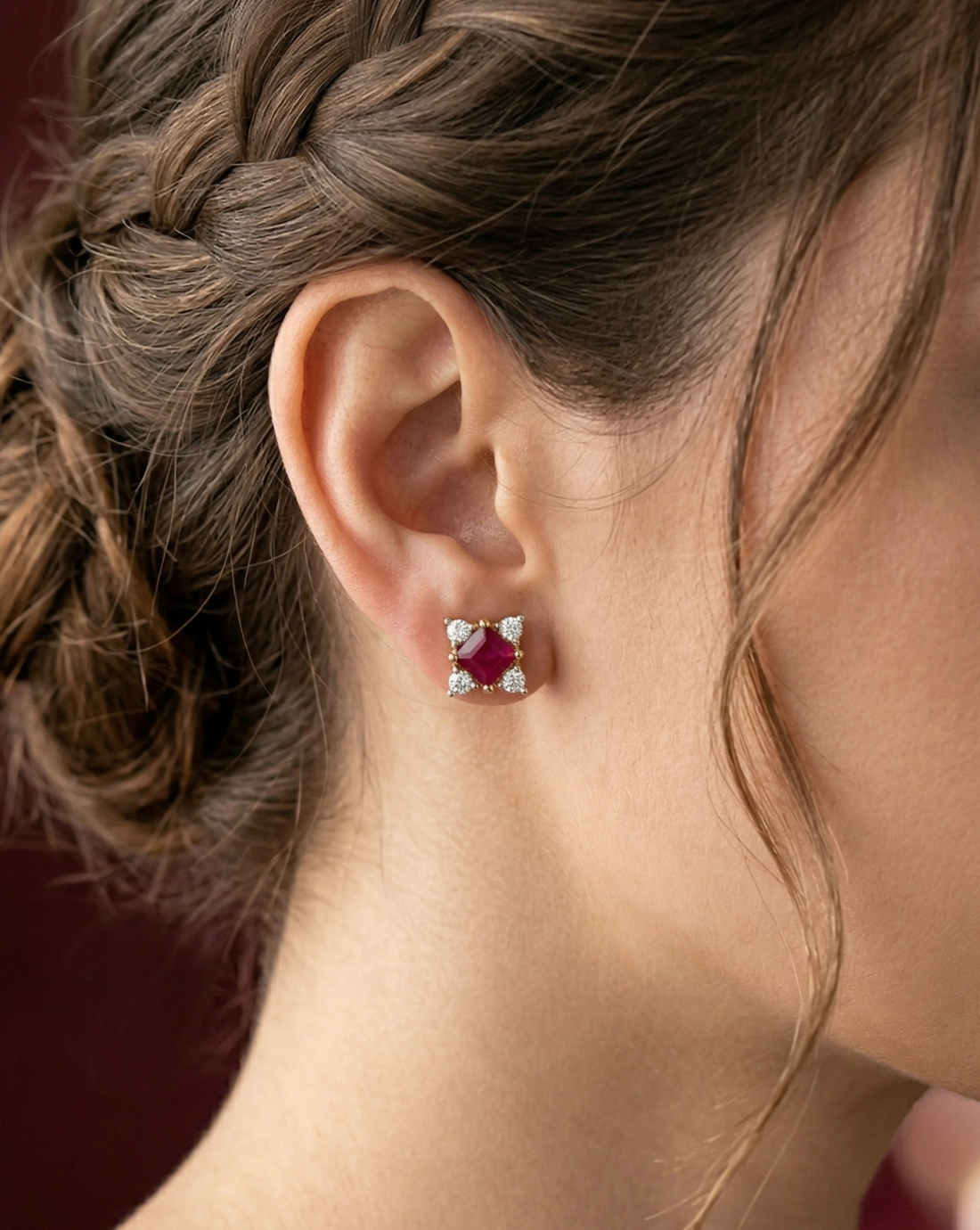 Premium Royal Square Studs – Gold Polish Diamond Stone Earrings