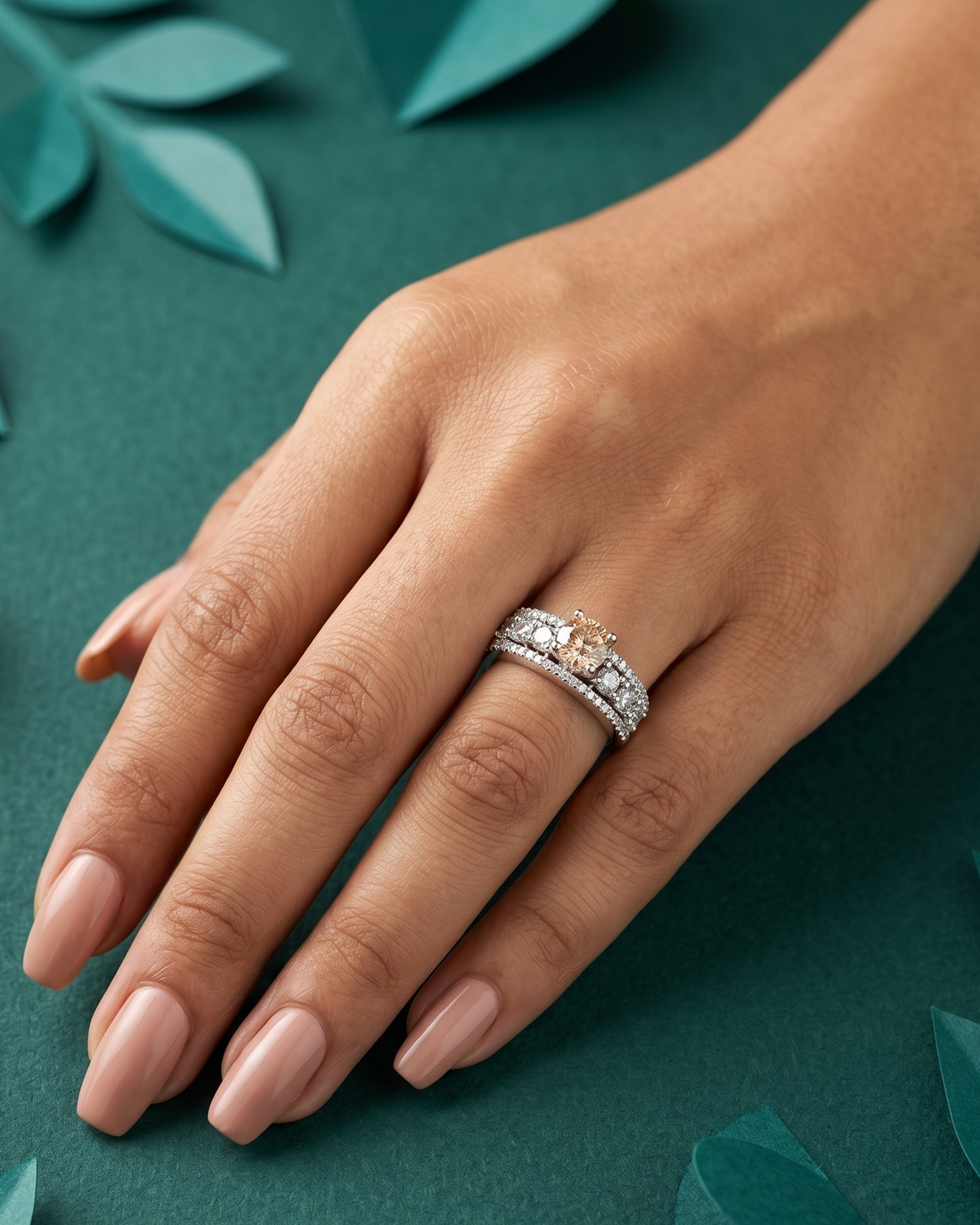 Premium Solitaire Diamond Look Ring Silver Plated Adjustable – 5 Color Variants