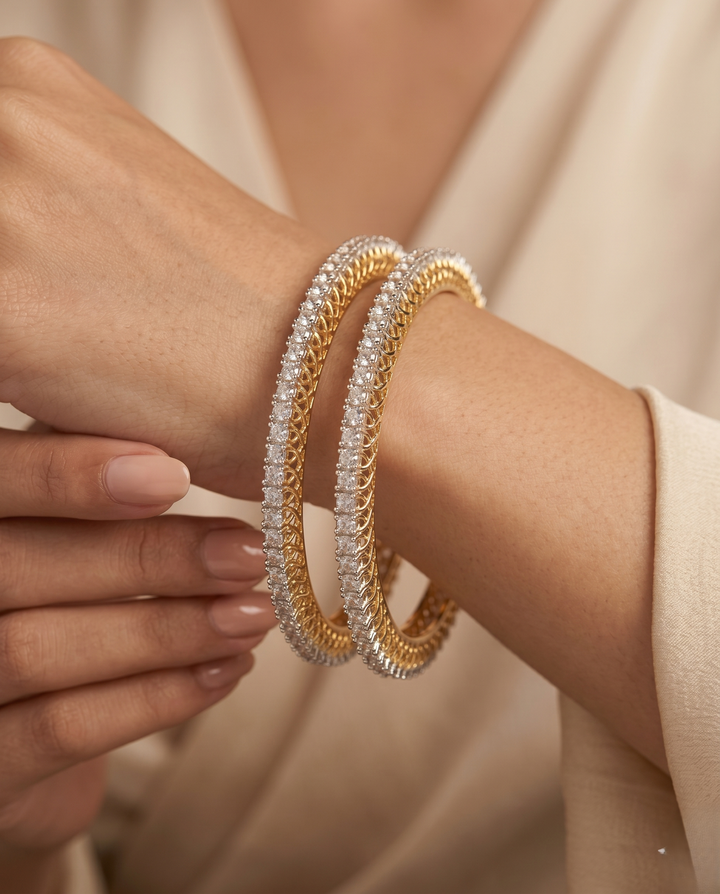 Diamond Bangles for Women | Gold Plated Designer Bangles