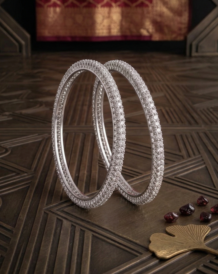 Gold Finish Diamond-Style Designer Bangles for Women