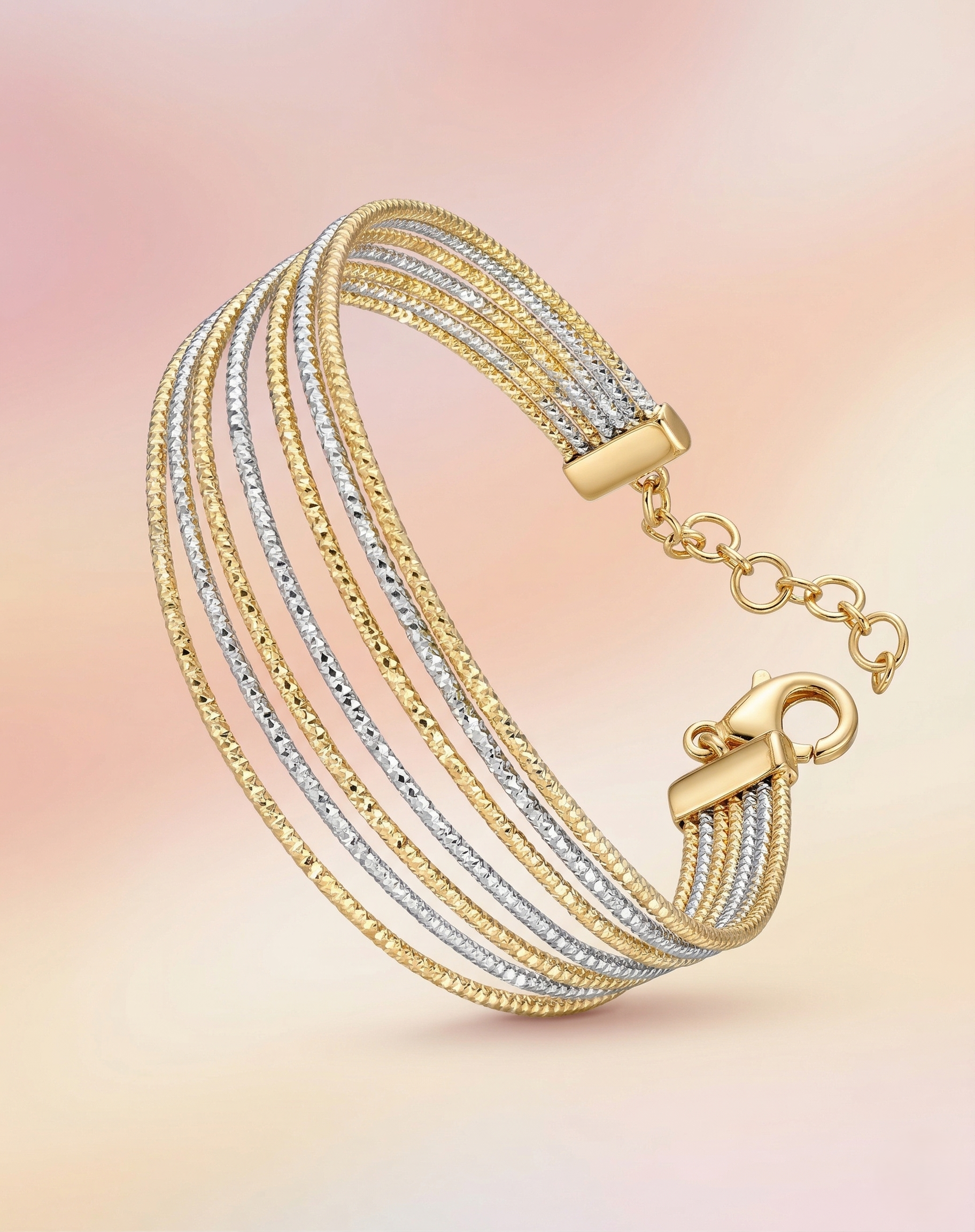 Openable Premium Multi-Layer Bracelet in Gold & Silver Tone