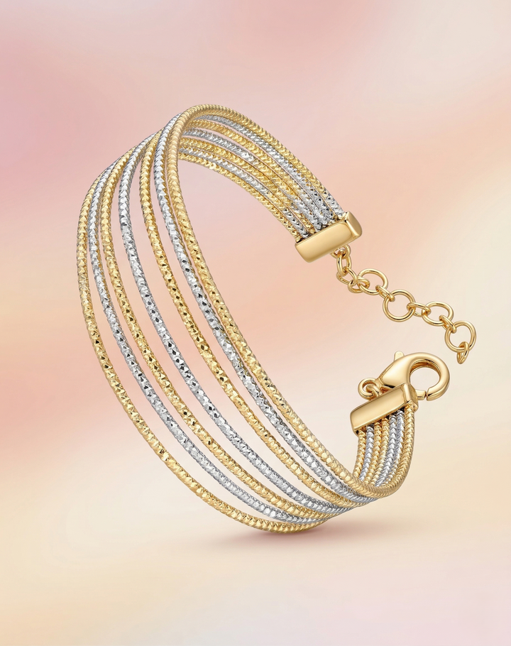 Openable Premium Multi-Layer Bracelet in Gold & Silver Tone