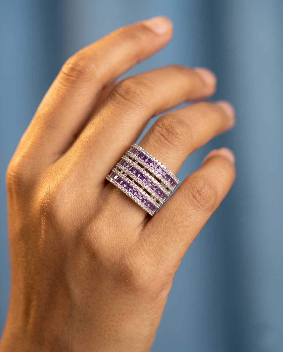 Adjustable Diamond Band Ring for Women | 6 Color Variants Multi Layer Luxury Ring