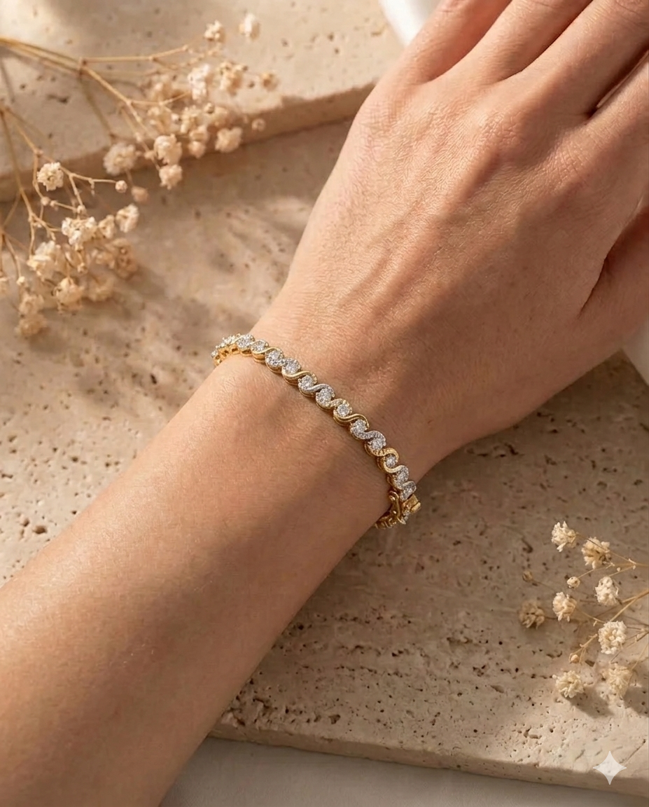 Avni Sparkle Wave AD Tennis Bracelet