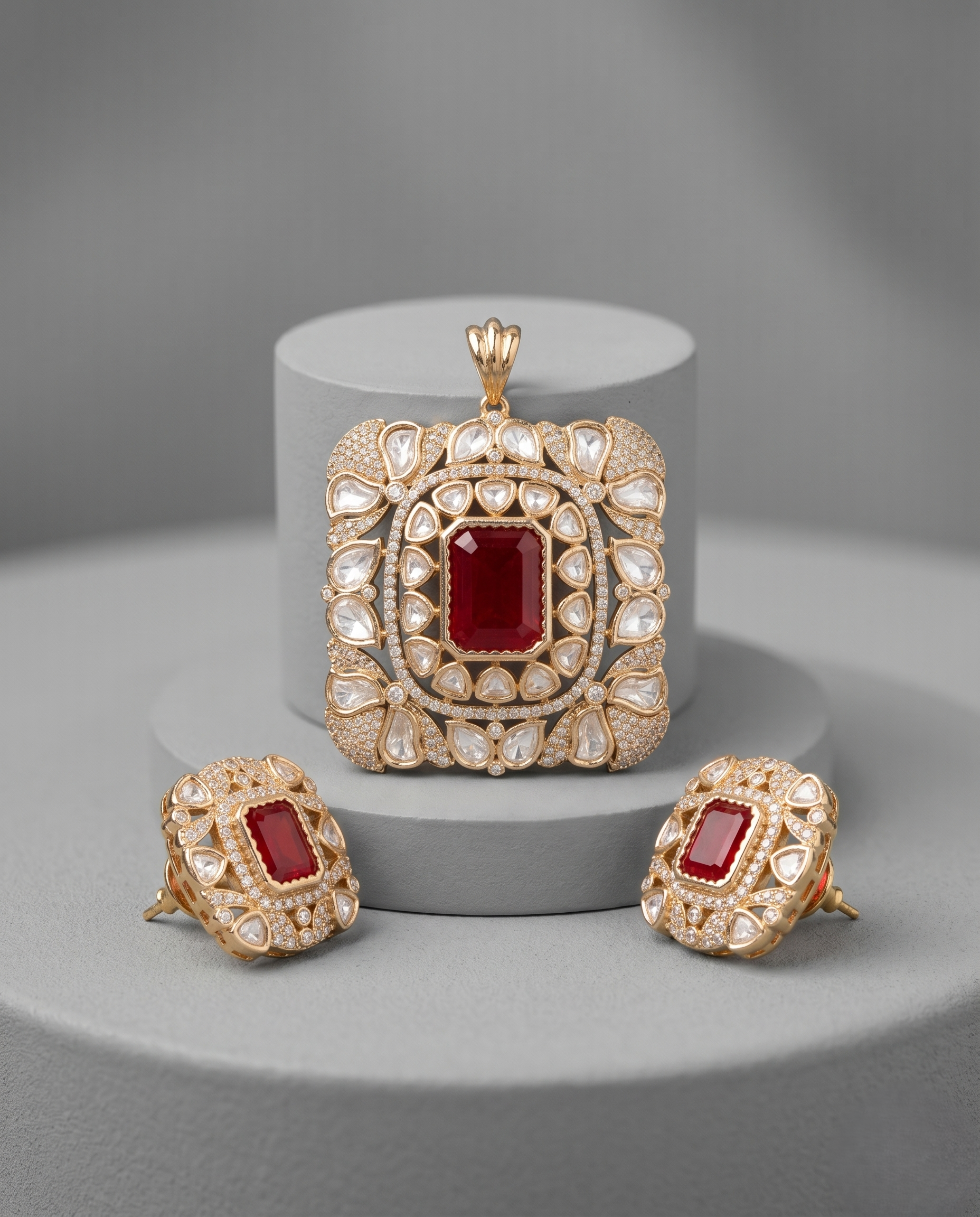 Gulraani Blush Moissanite Pendant Set