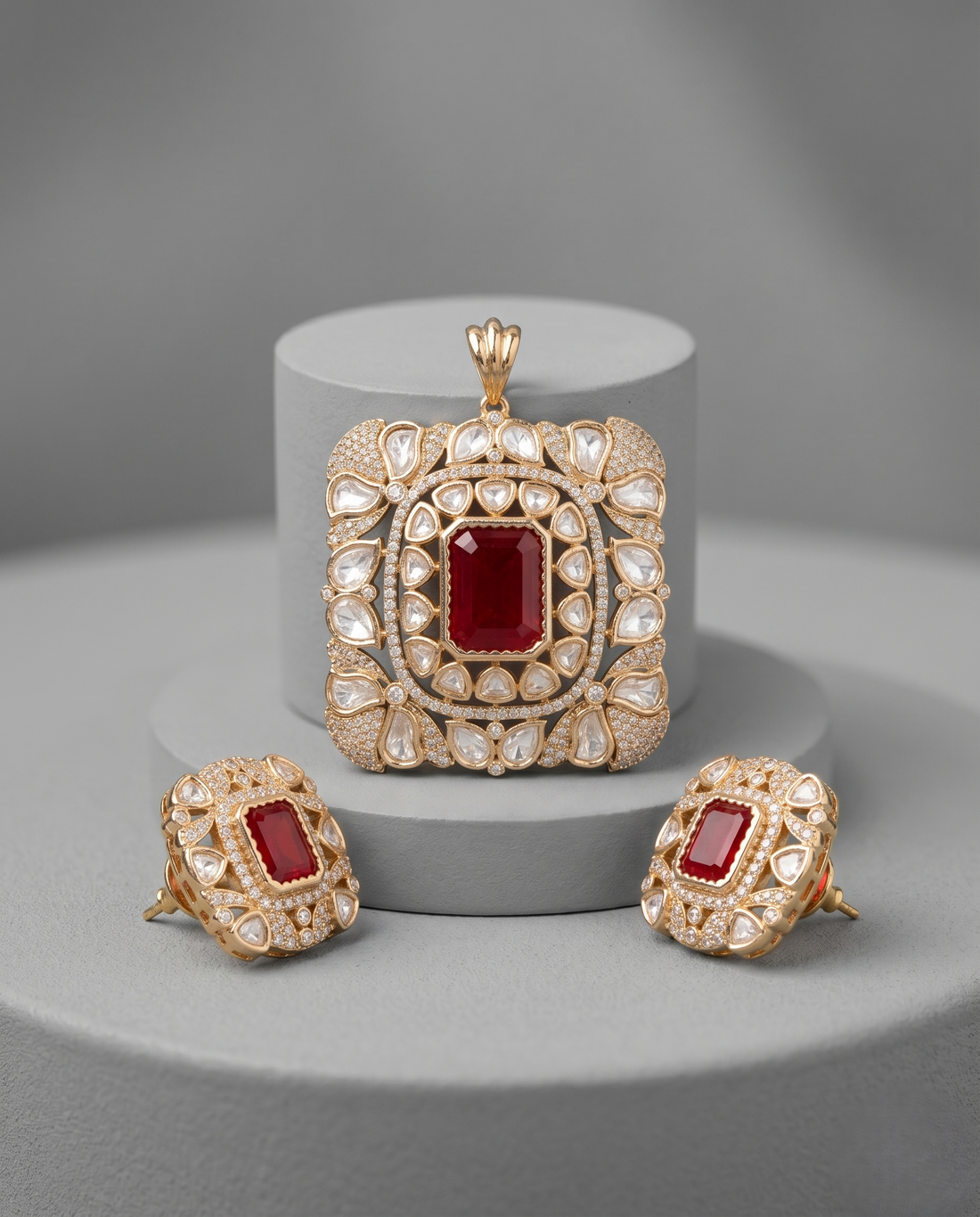 Gulraani Blush Moissanite Pendant Set