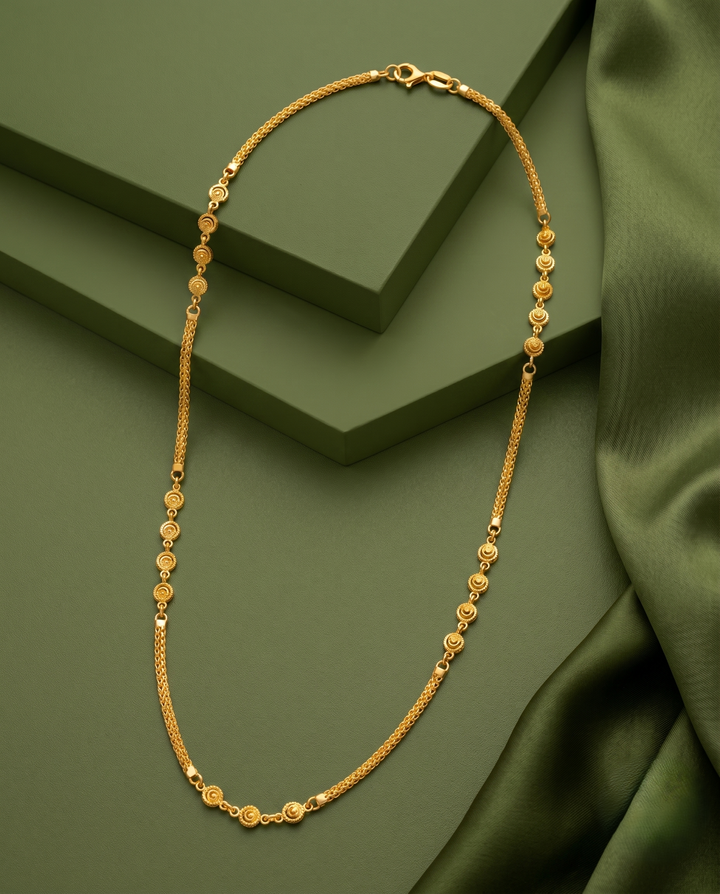 Rose Design Gold Finish Chain for Women