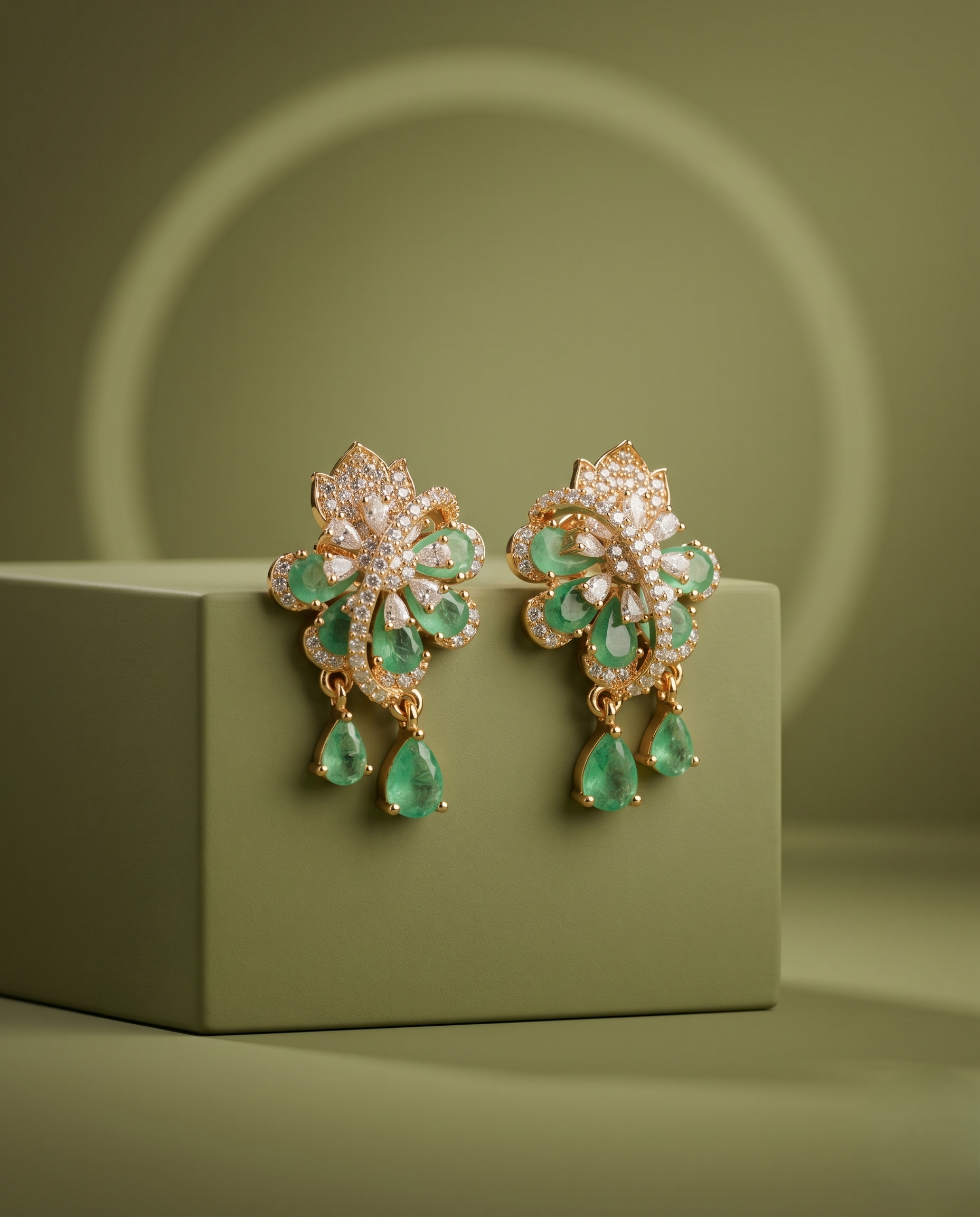 Mayurika Multicolor Floral Drop Earrings | Elegant CZ Party Wear Earrings