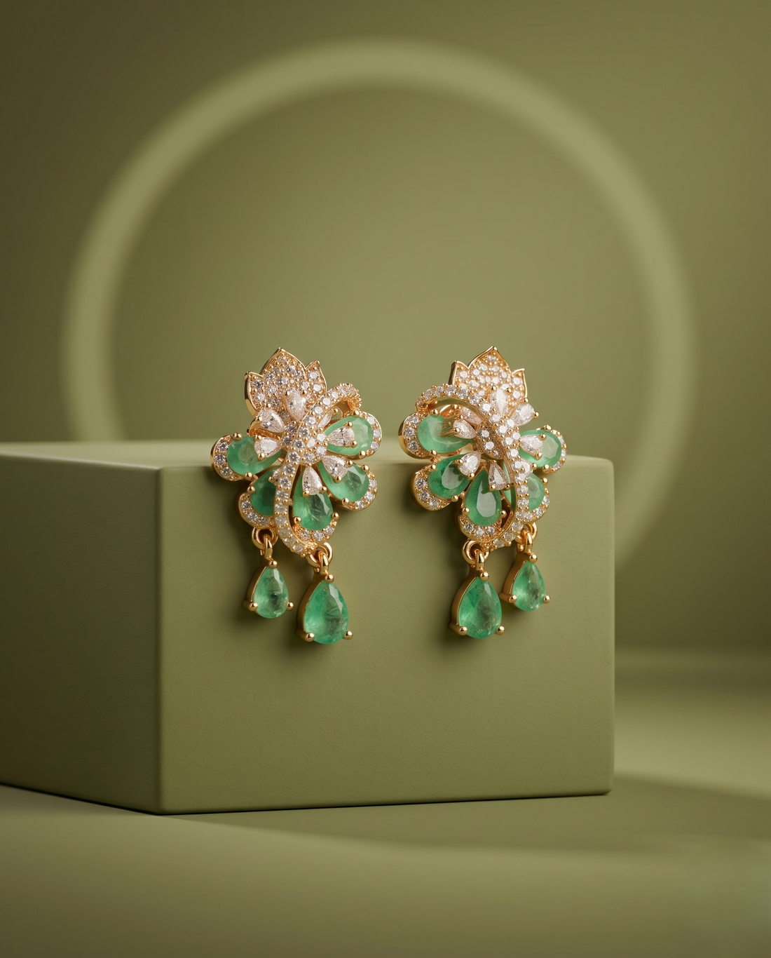 Mayurika Multicolor Floral Drop Earrings | Elegant CZ Party Wear Earrings
