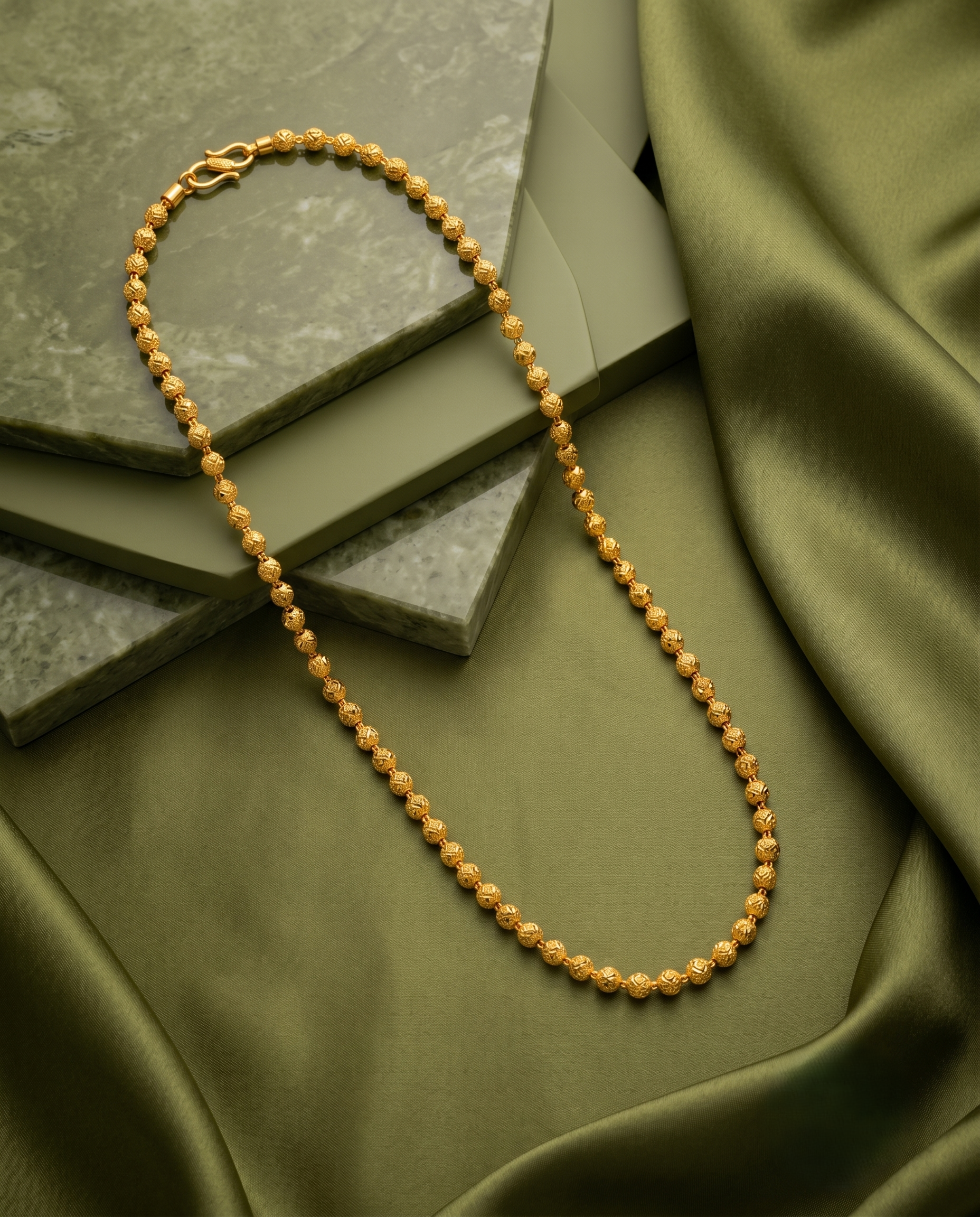 Gold Finish Beaded Chain for Women