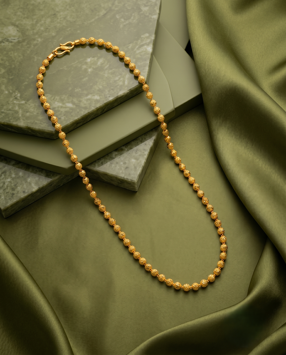 Gold Finish Beaded Chain for Women