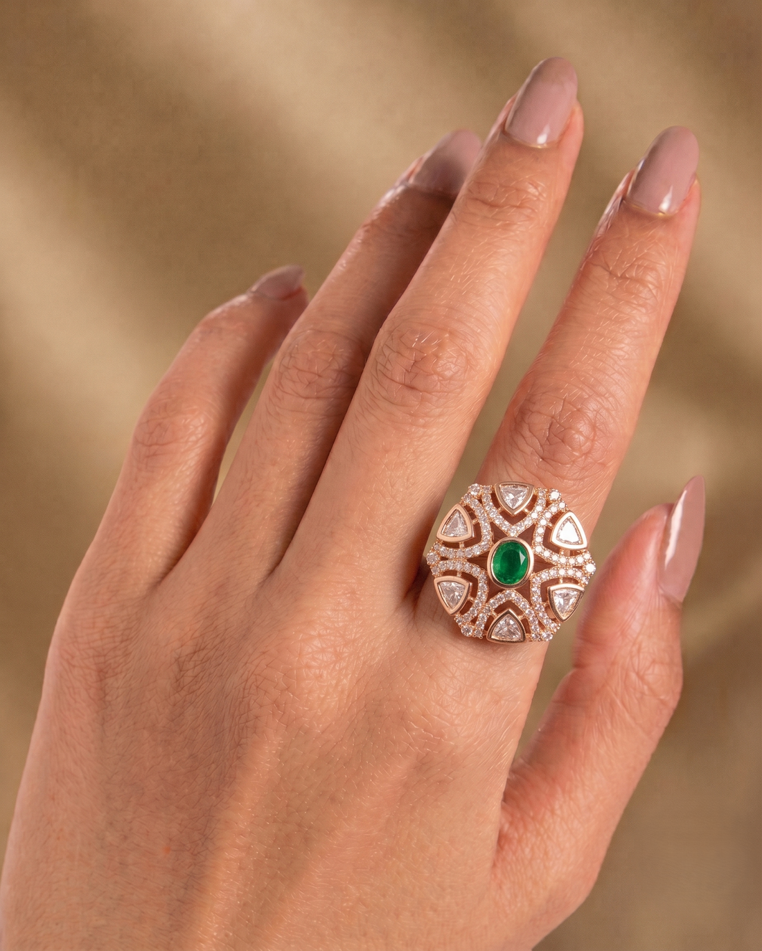 Raktima Ruby Kundan Ring for Women | Adjustable Statement Ring