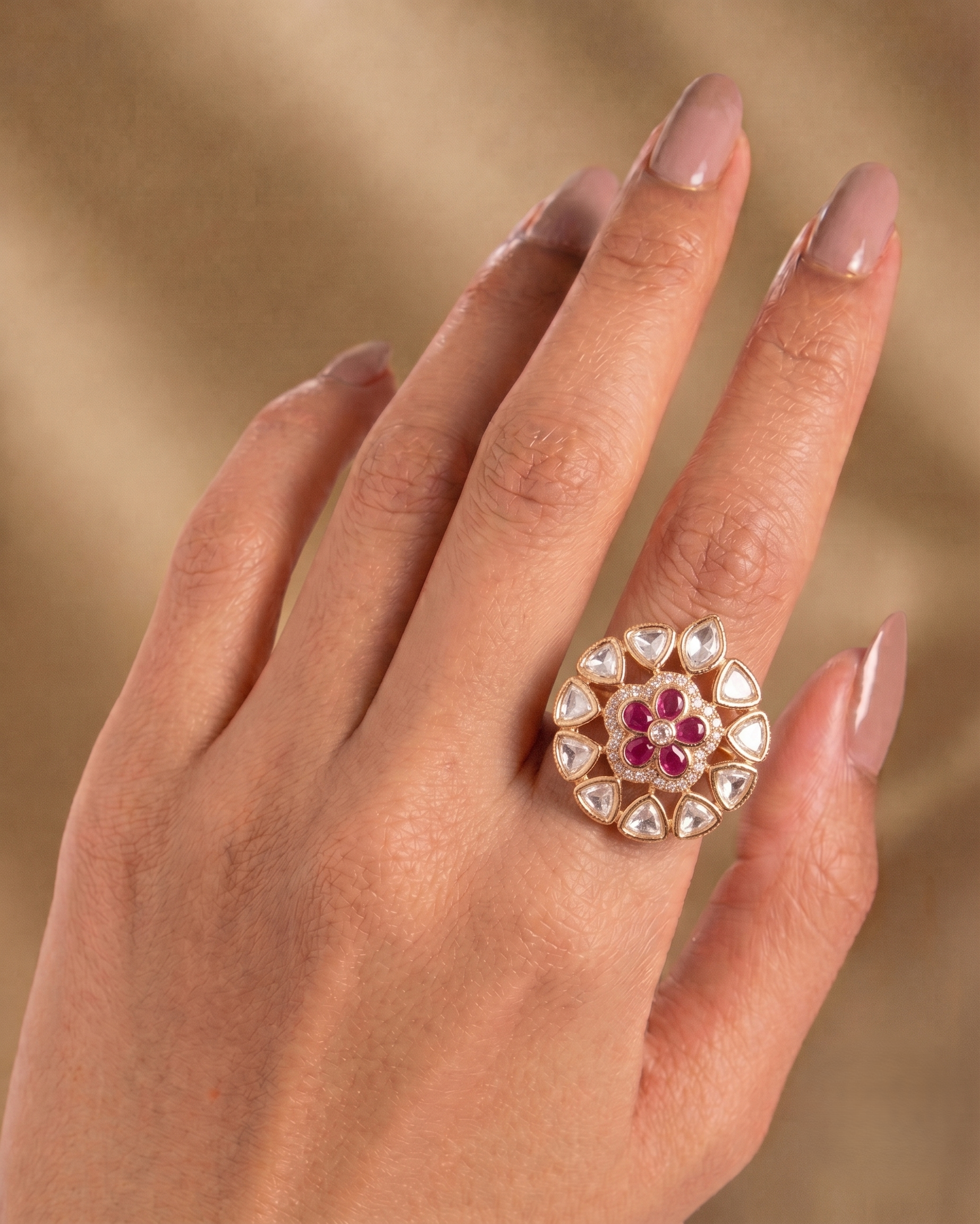 Harinika Green Kundan AStatement Ring