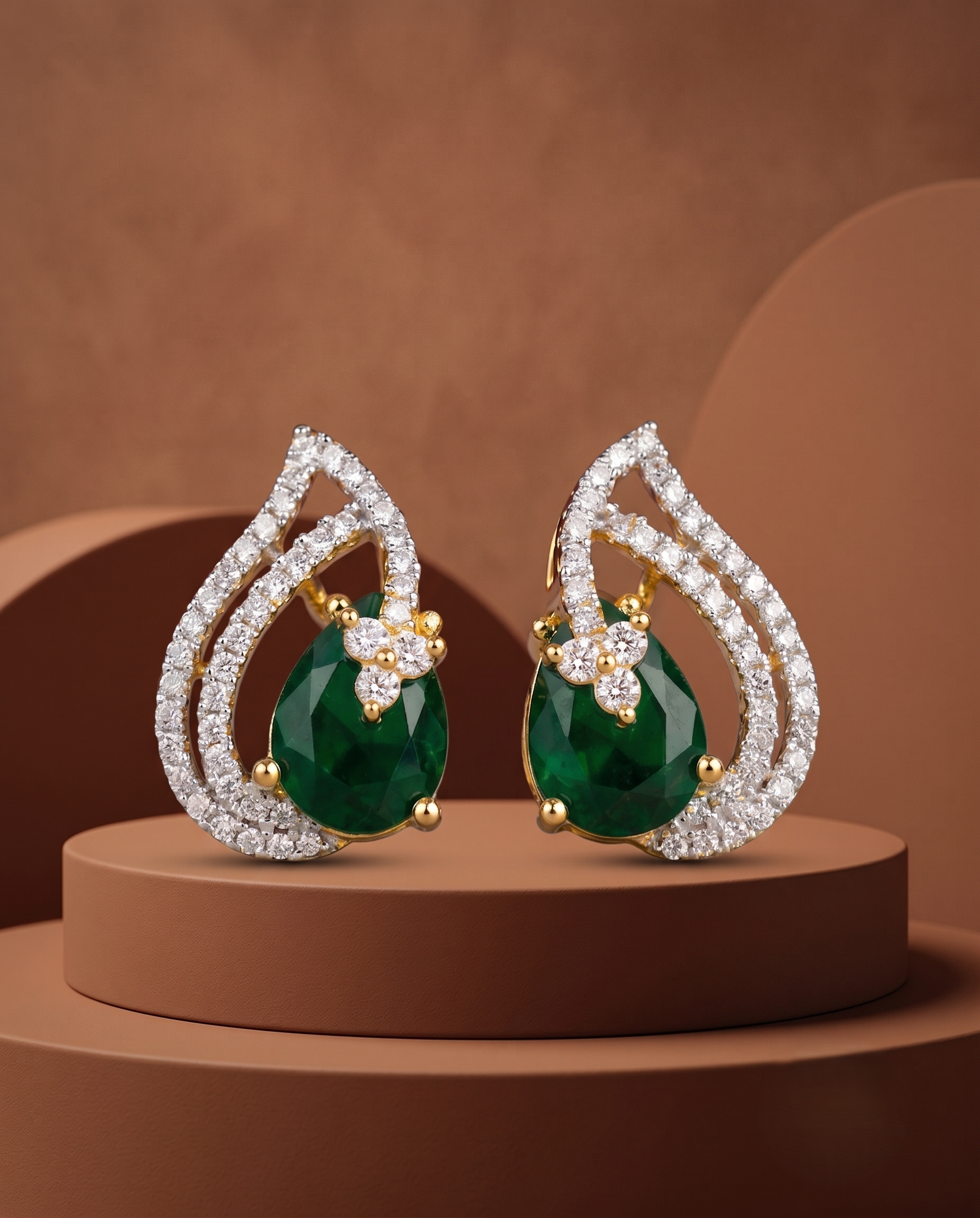 Premium Teardrop Diamond Aura Earrings for Women | Ruby, Emerald, Sapphire & Crystal Party Wear Earrings