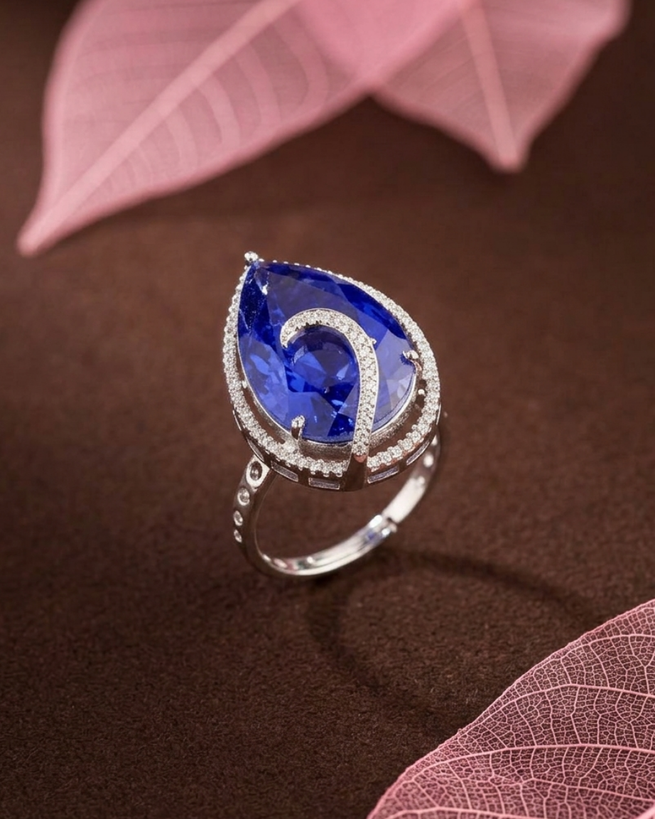 Noor-e-Ruby Adjustable Teardrop Ring for Women