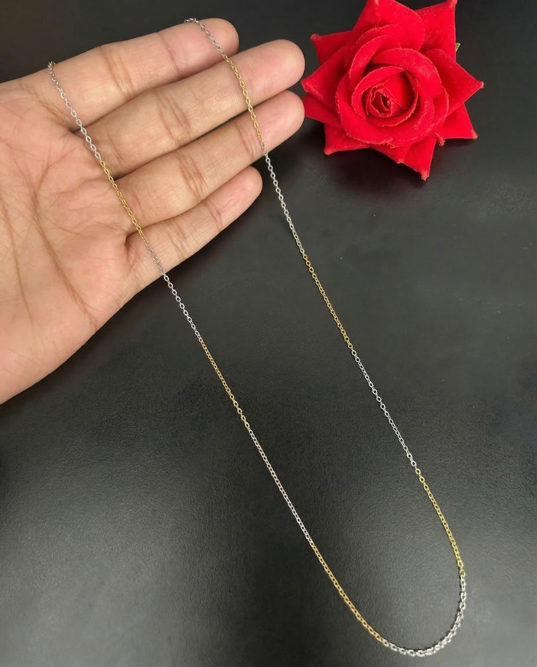 Two Tone Minimal Link Chain Necklace | Gold Silver Chain for Women