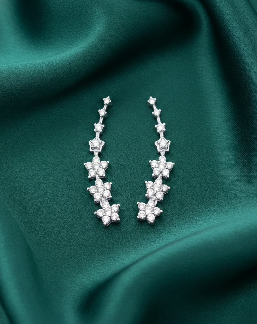 Floral Diamond Ear Cuff | Gold Finish Statement Ear Jewellery