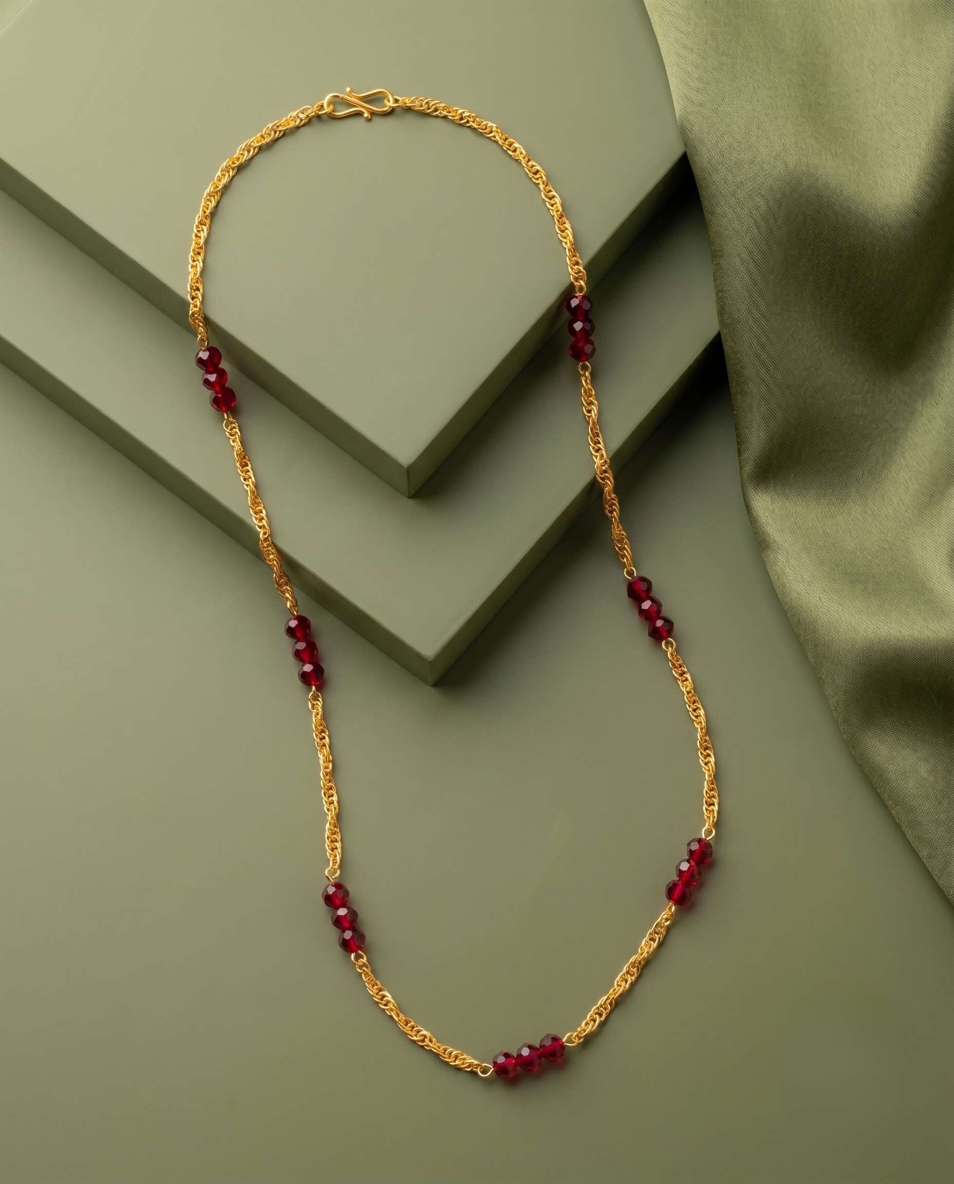 Ruby Crystal Daily Wear Chain for Women