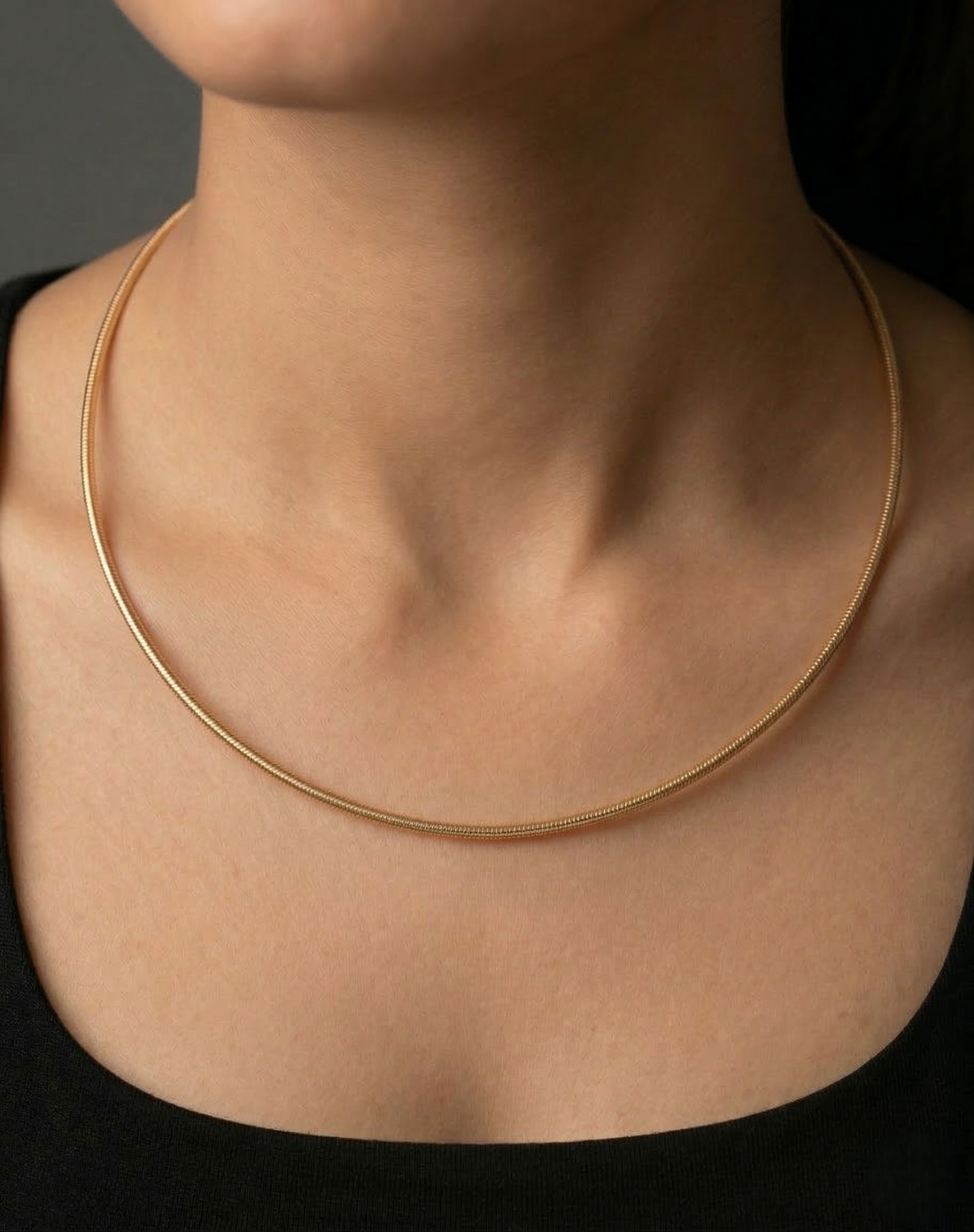 Rose Gold Italian Snake Hasli Necklace | Minimal Sleek Collar Style Chain for Women