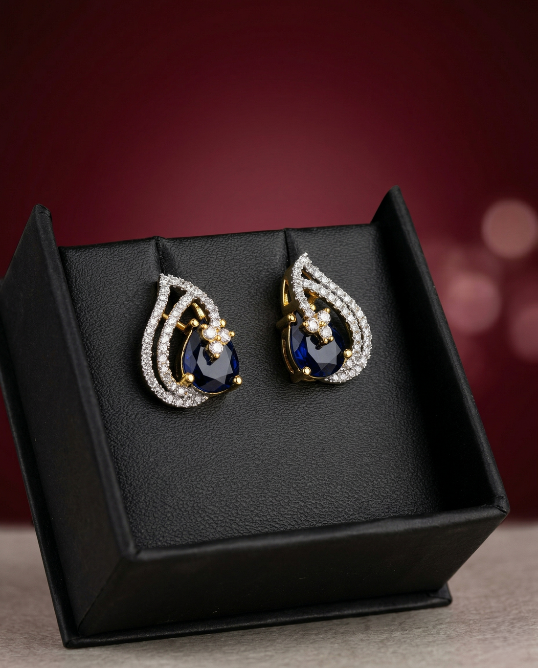 Premium Teardrop Diamond Aura Earrings for Women | Ruby, Emerald, Sapphire & Crystal Party Wear Earrings