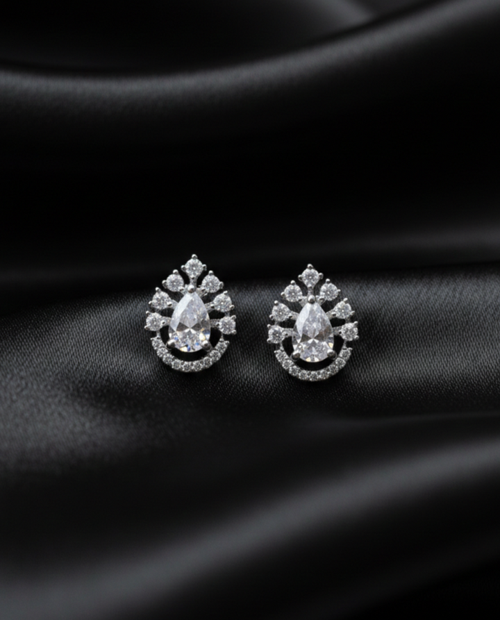 Pear Drop Crystal Studs for Women – Elegant Minimal Design