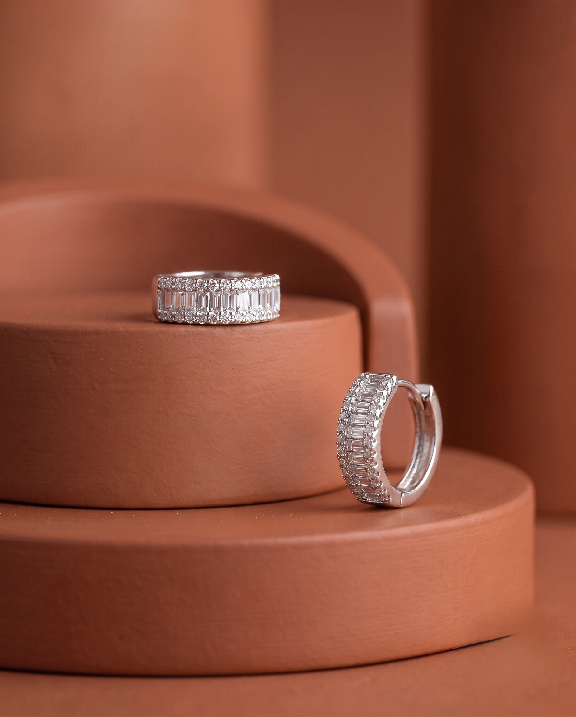 Ariana Baguette CZ Hoop Earrings