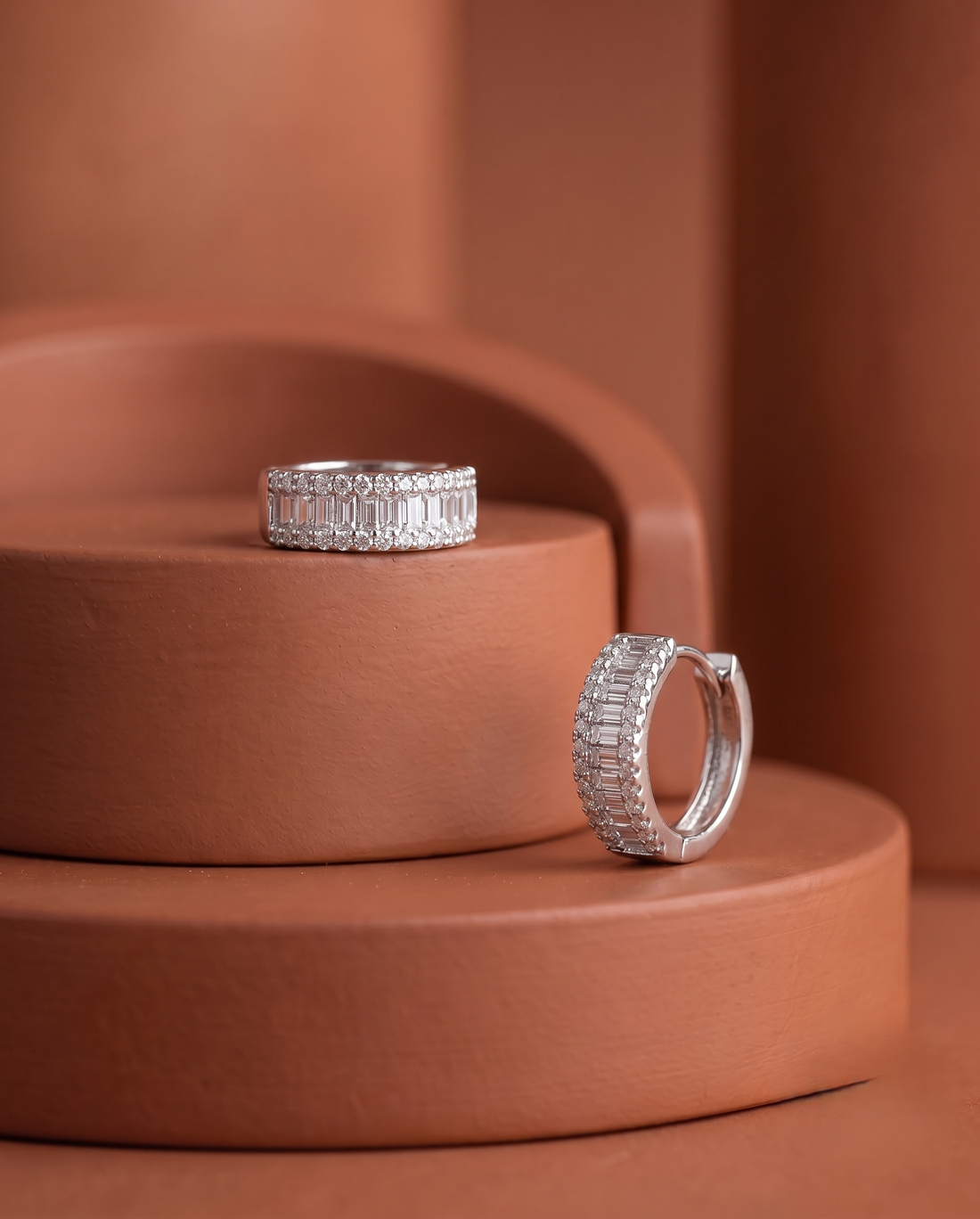 Ariana Baguette CZ Hoop Earrings