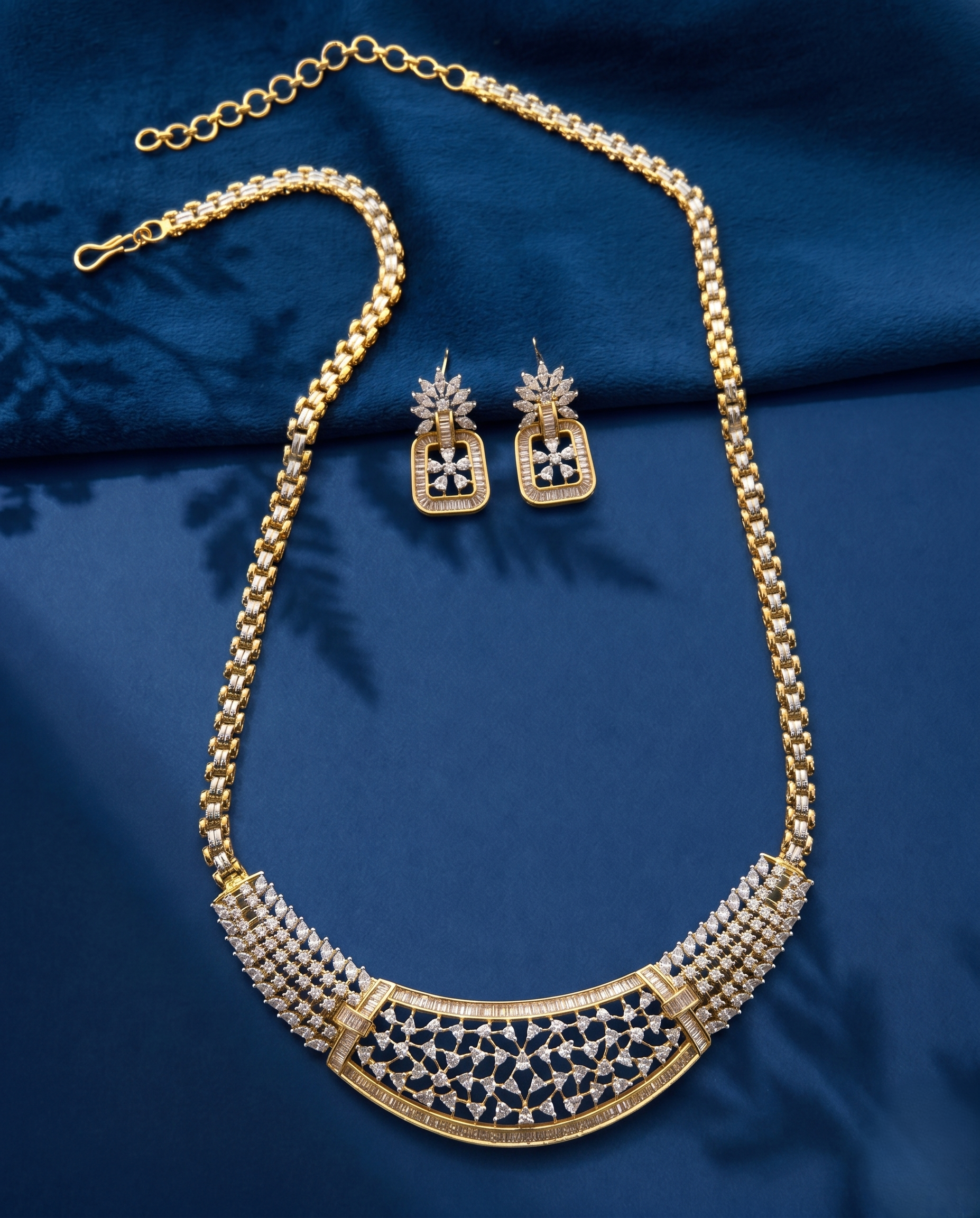 Rajeshwari Ruby Lattice Diamond Necklace Set