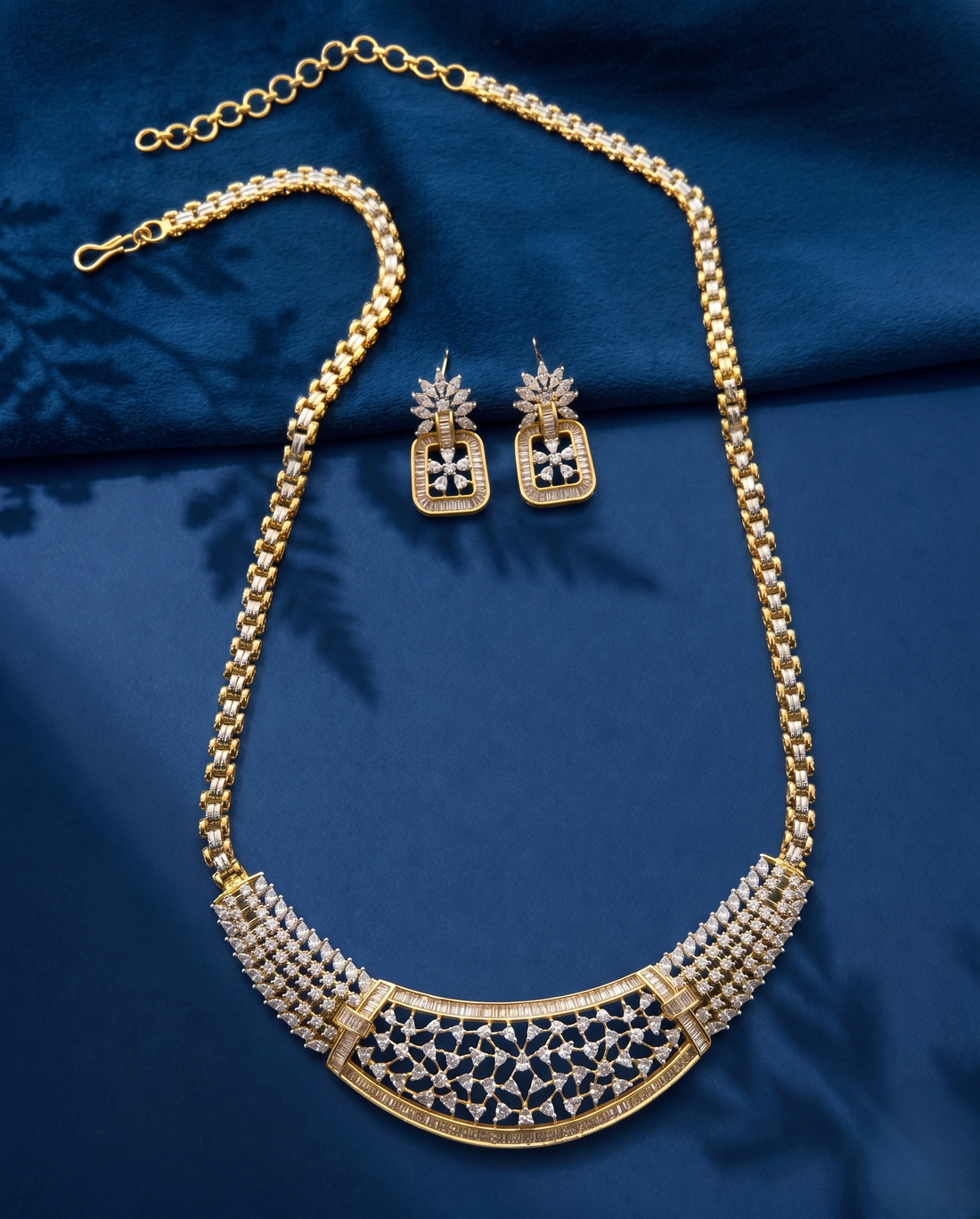 Rajeshwari Ruby Lattice Diamond Necklace Set