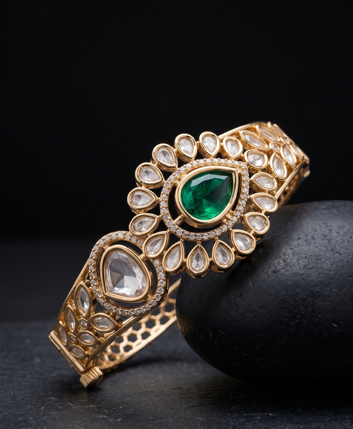 Noorika Kundan Royale   Traditional Polki Style Openable  Bracelet for Women