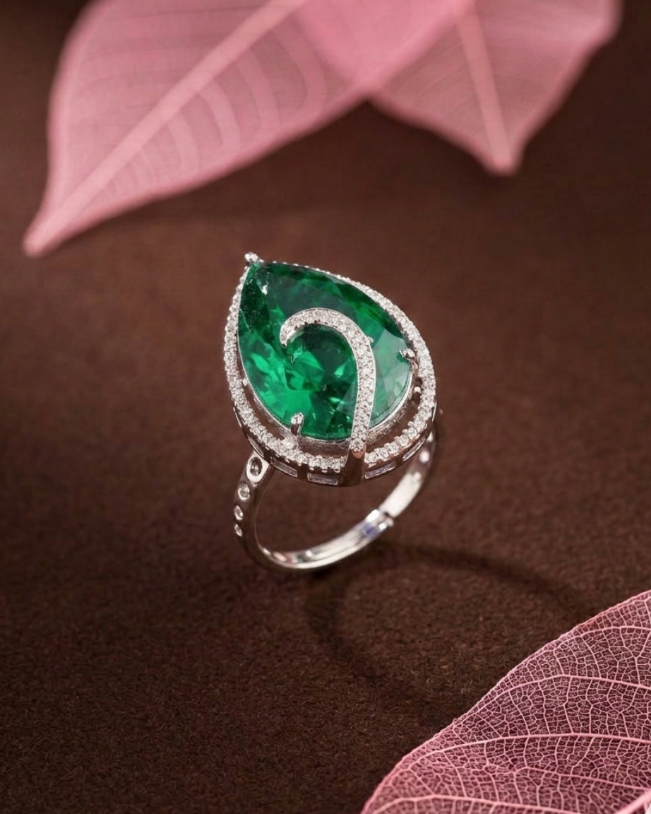 Noor-e-Ruby Adjustable Teardrop Ring for Women
