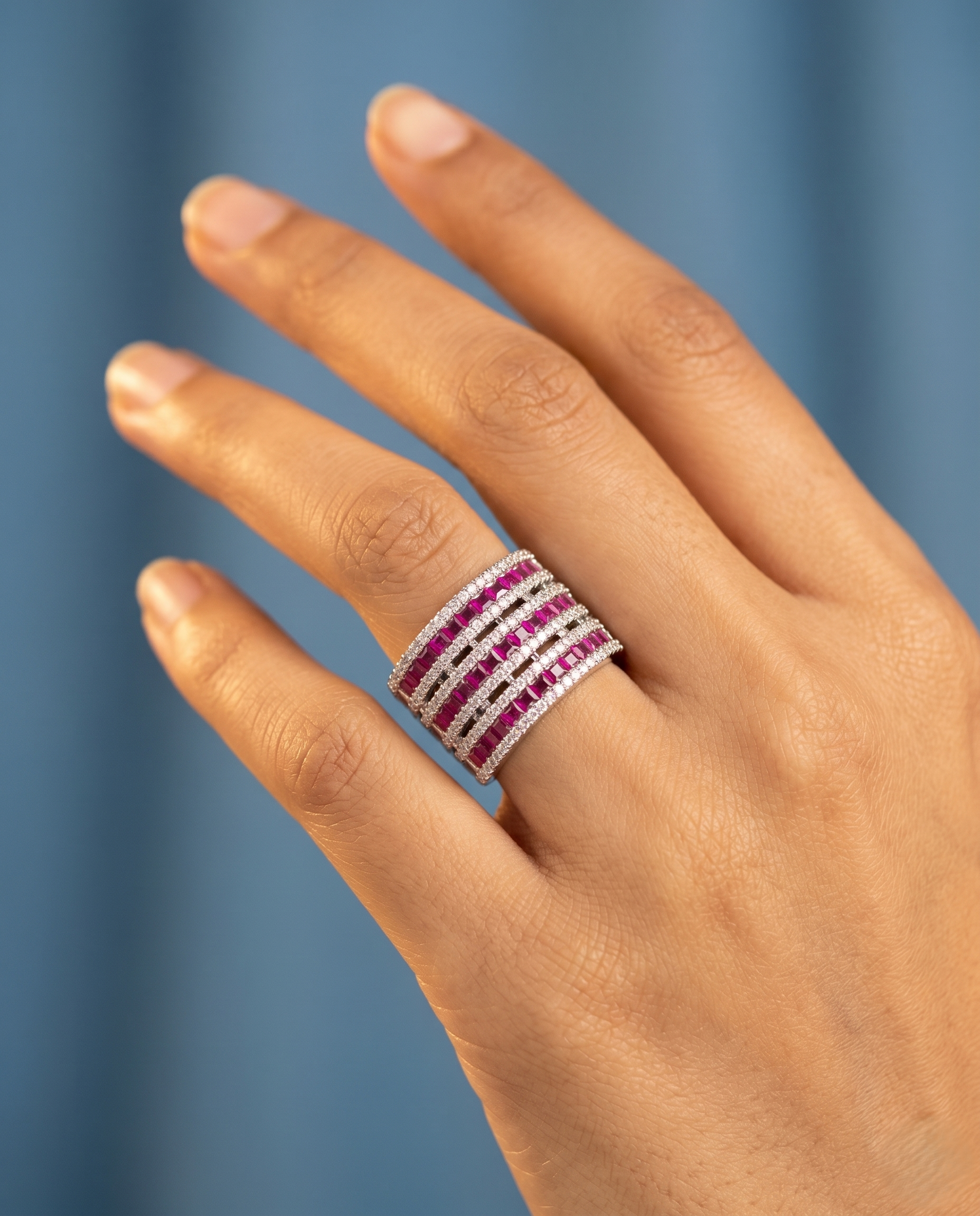Adjustable Diamond Band Ring for Women | 6 Color Variants Multi Layer Luxury Ring