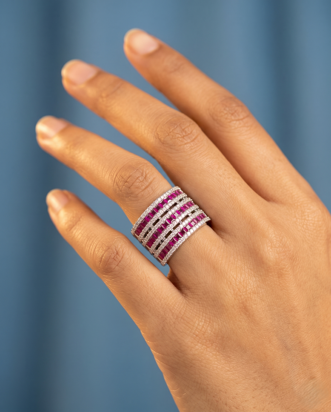Adjustable Diamond Band Ring for Women | 6 Color Variants Multi Layer Luxury Ring