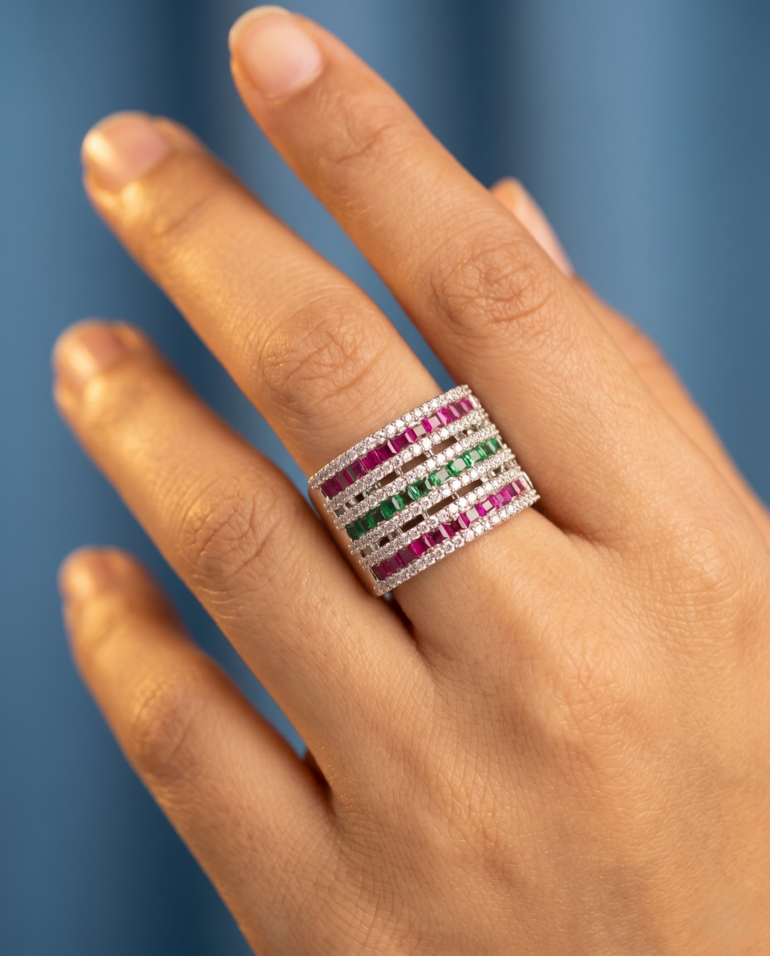 Adjustable Diamond Band Ring for Women | 6 Color Variants Multi Layer Luxury Ring