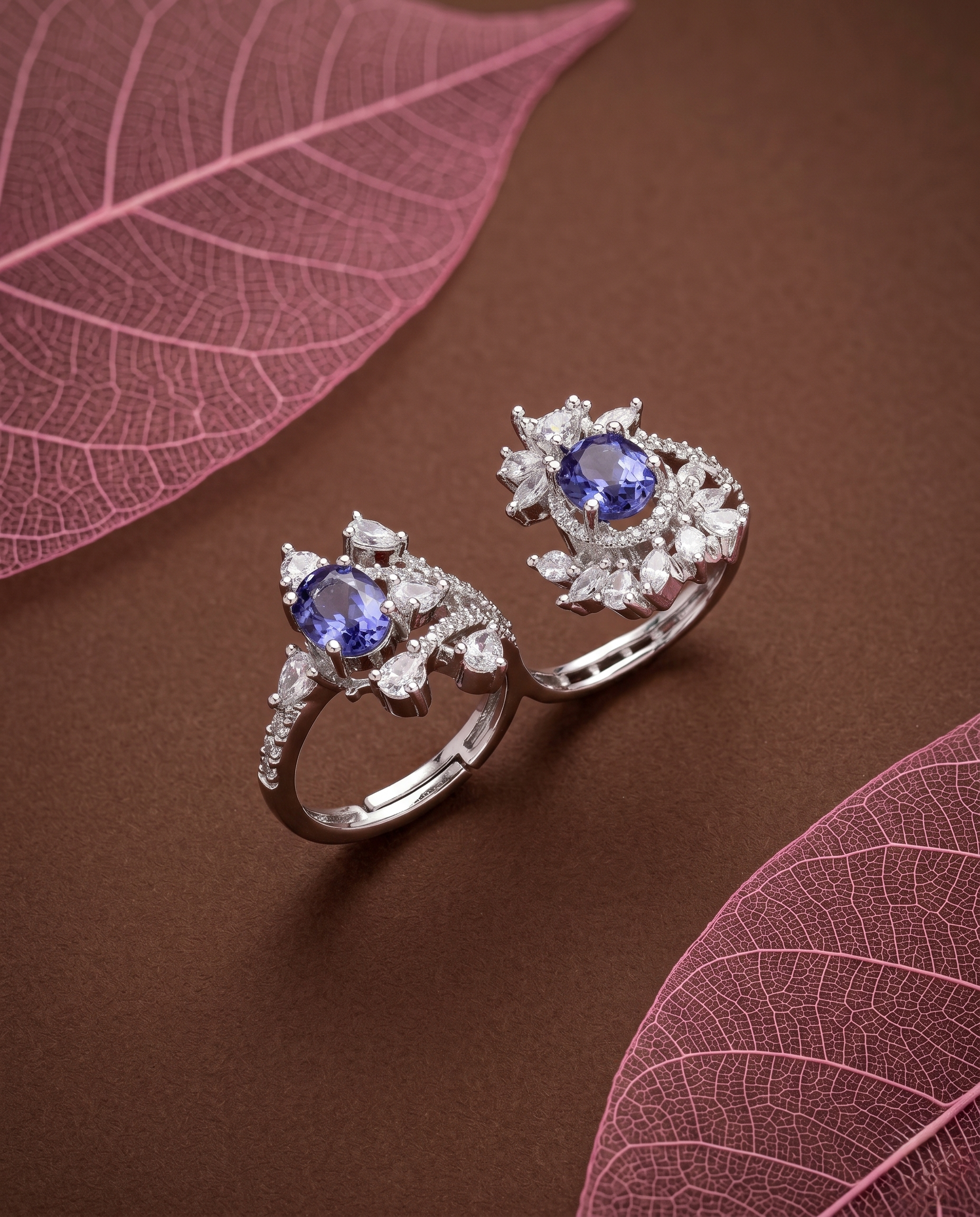 Elara Bloom Adjustable Double Finger Statement Ring