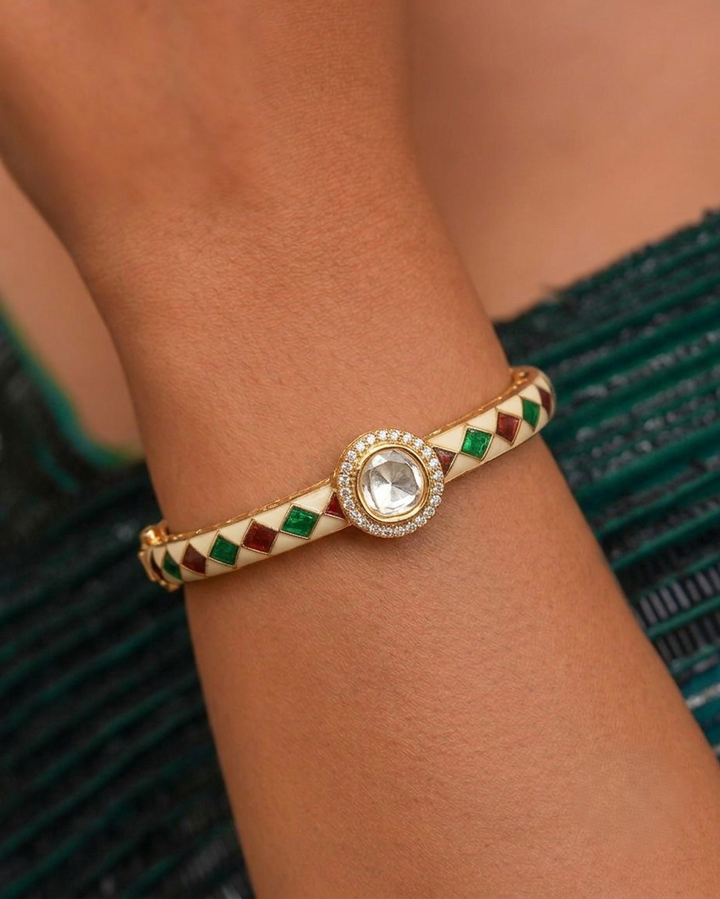 Designer Kundan Openable Bracelet for Women
