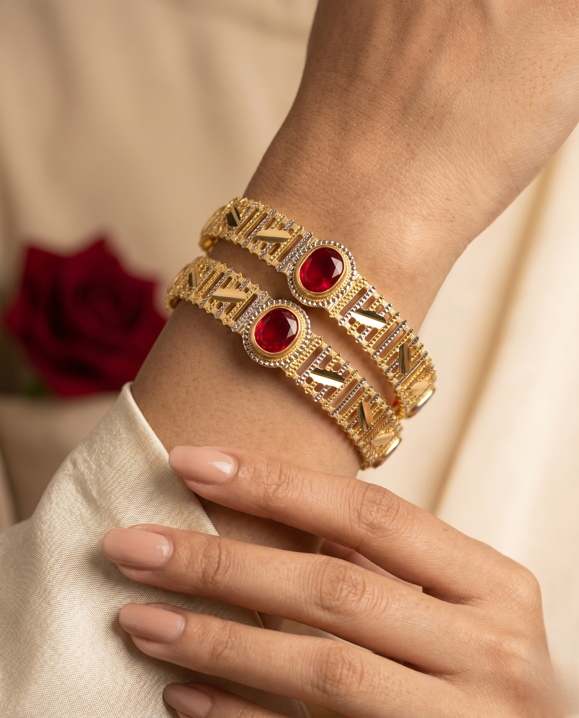 Ruby Stone Designer Bangles for Women