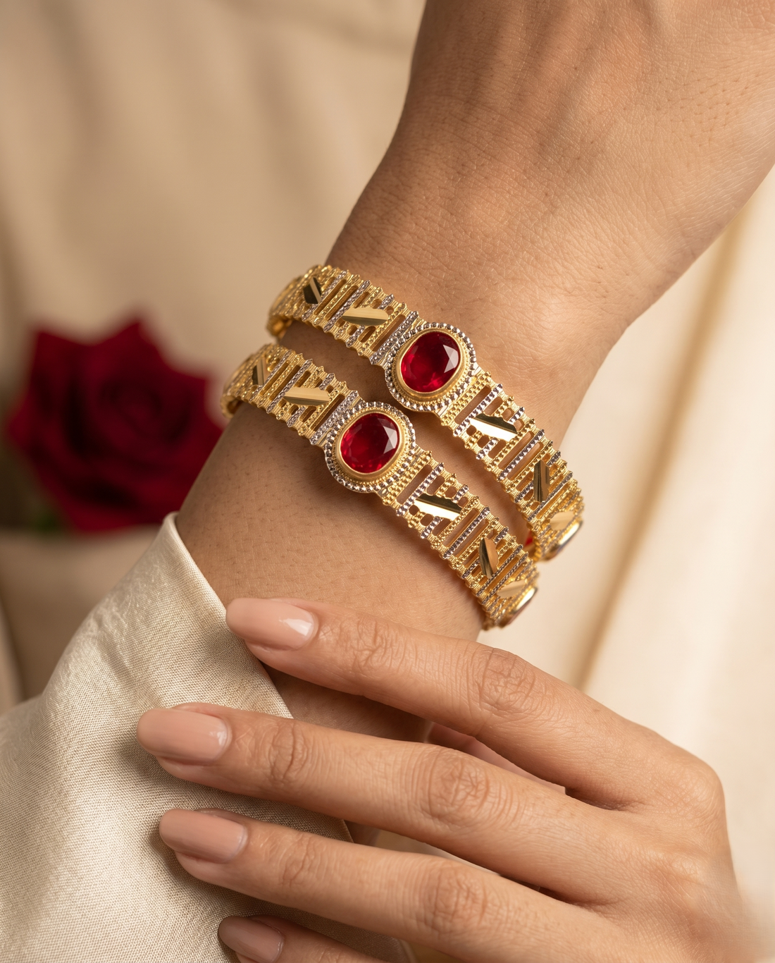 Ruby Stone Designer Bangles for Women
