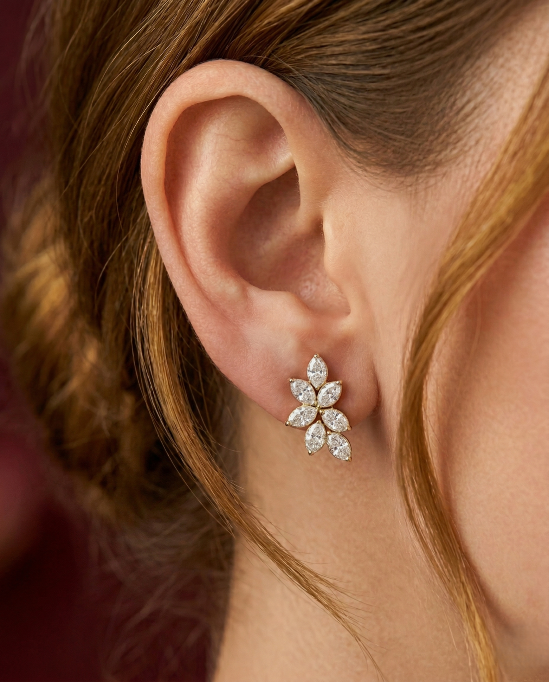 Premium Florique Spark Studs – Floral Diamond Cluster Earrings in Premium Finish