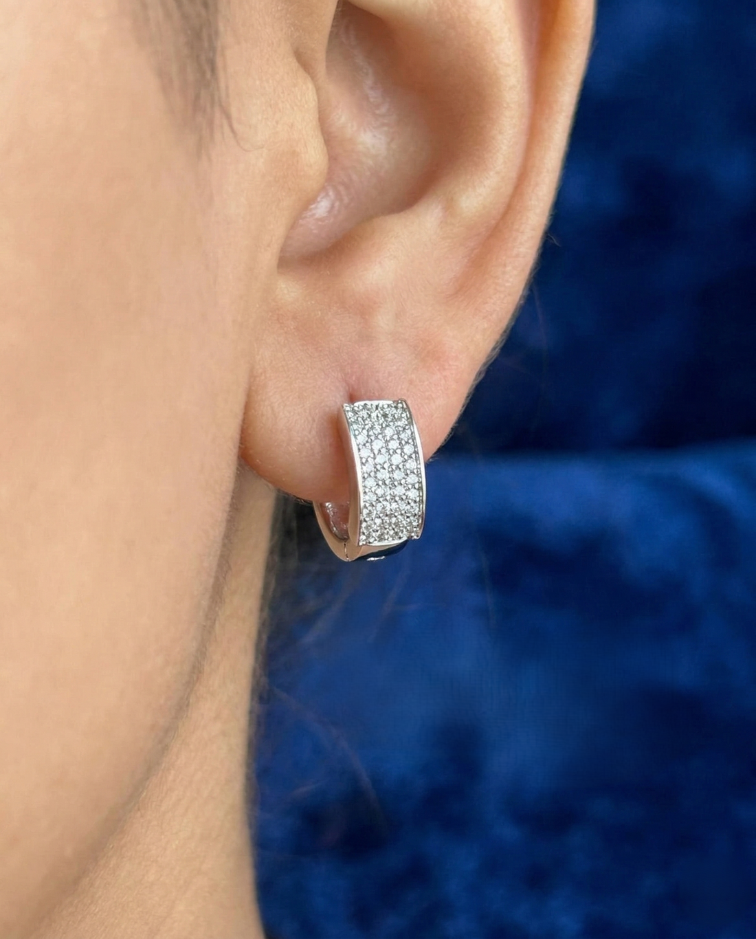Minimal CZ Pave Hoop Earrings – Gold & Silver Finish