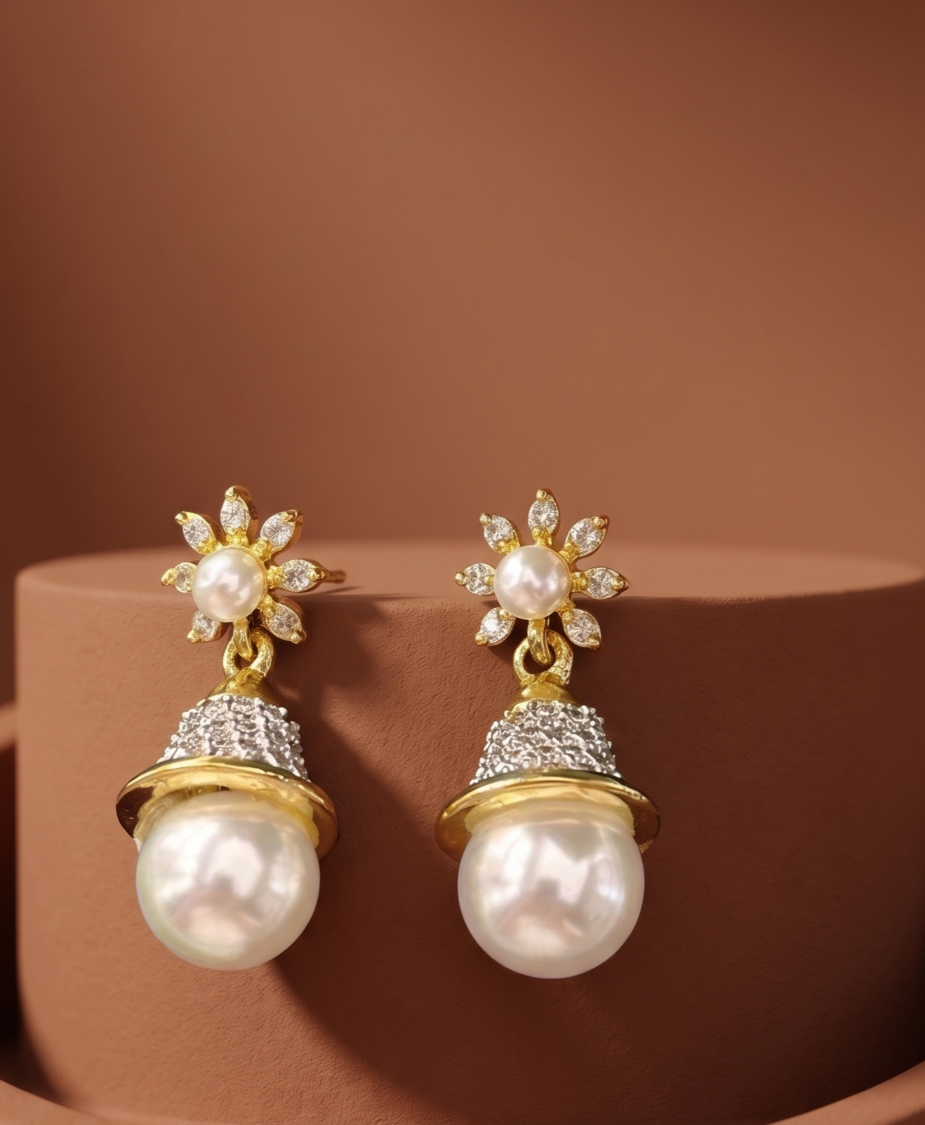 Premium Gold Plated & Silver Plated Pearl Drop Earrings for Women