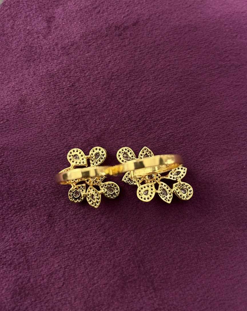 Floral Two Finger Adjustable Ring for Women – Gold & Silver Finish
