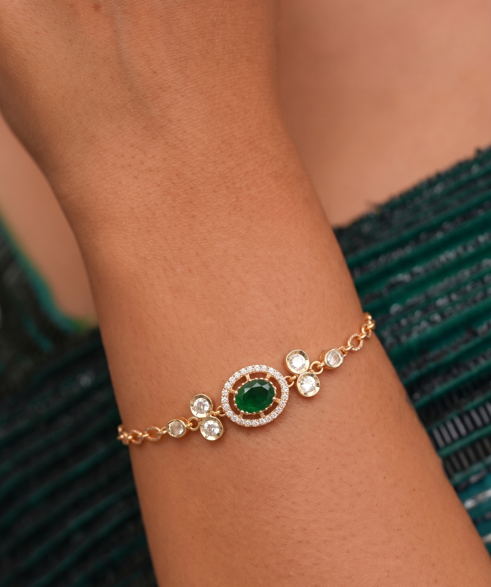 Luxury Ruby Halo Kundan Stone Hand openable  Bracelet for Women