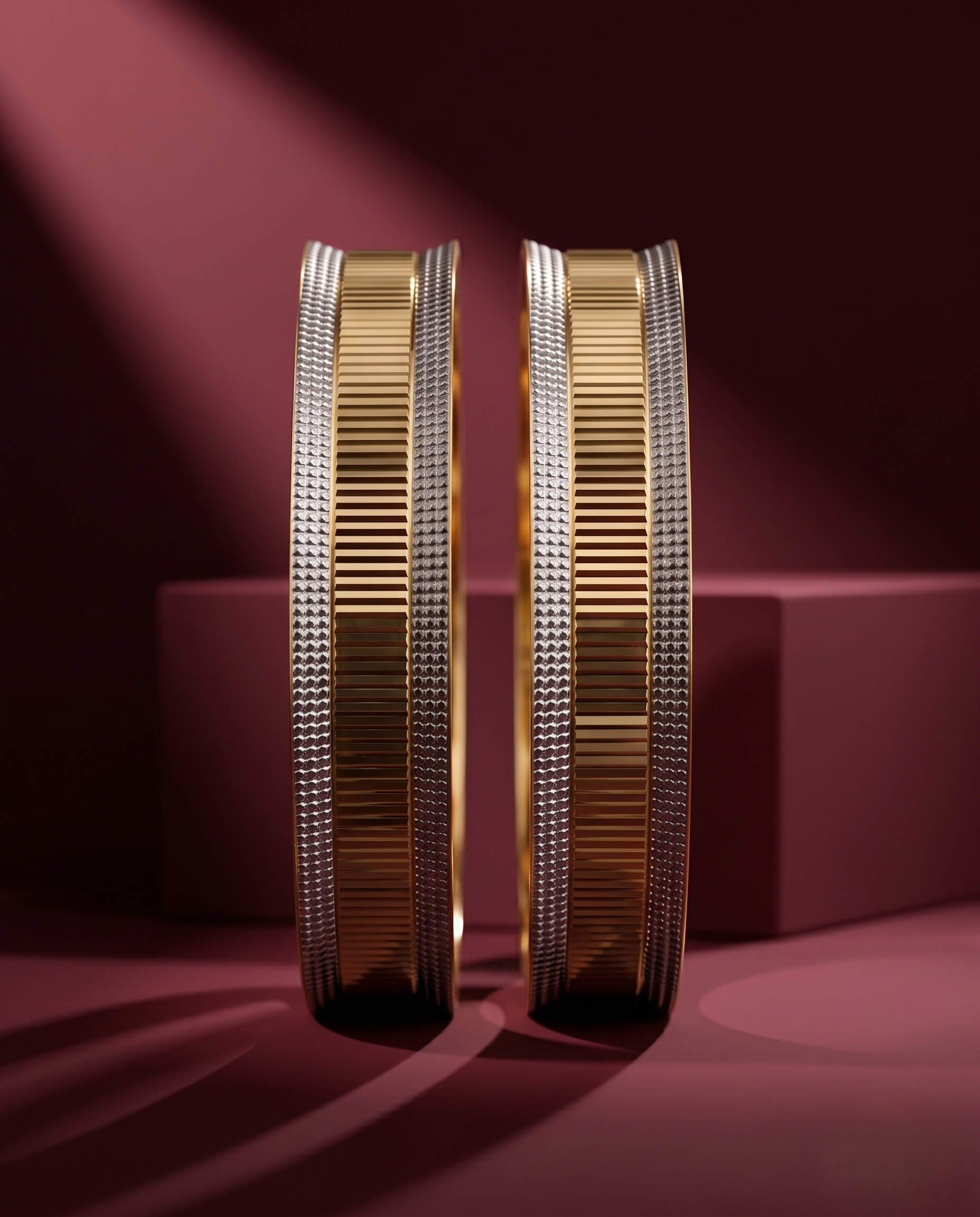 Dual Tone Plain Designer Bangles for Women | Gold Look Elegant Kada Pair