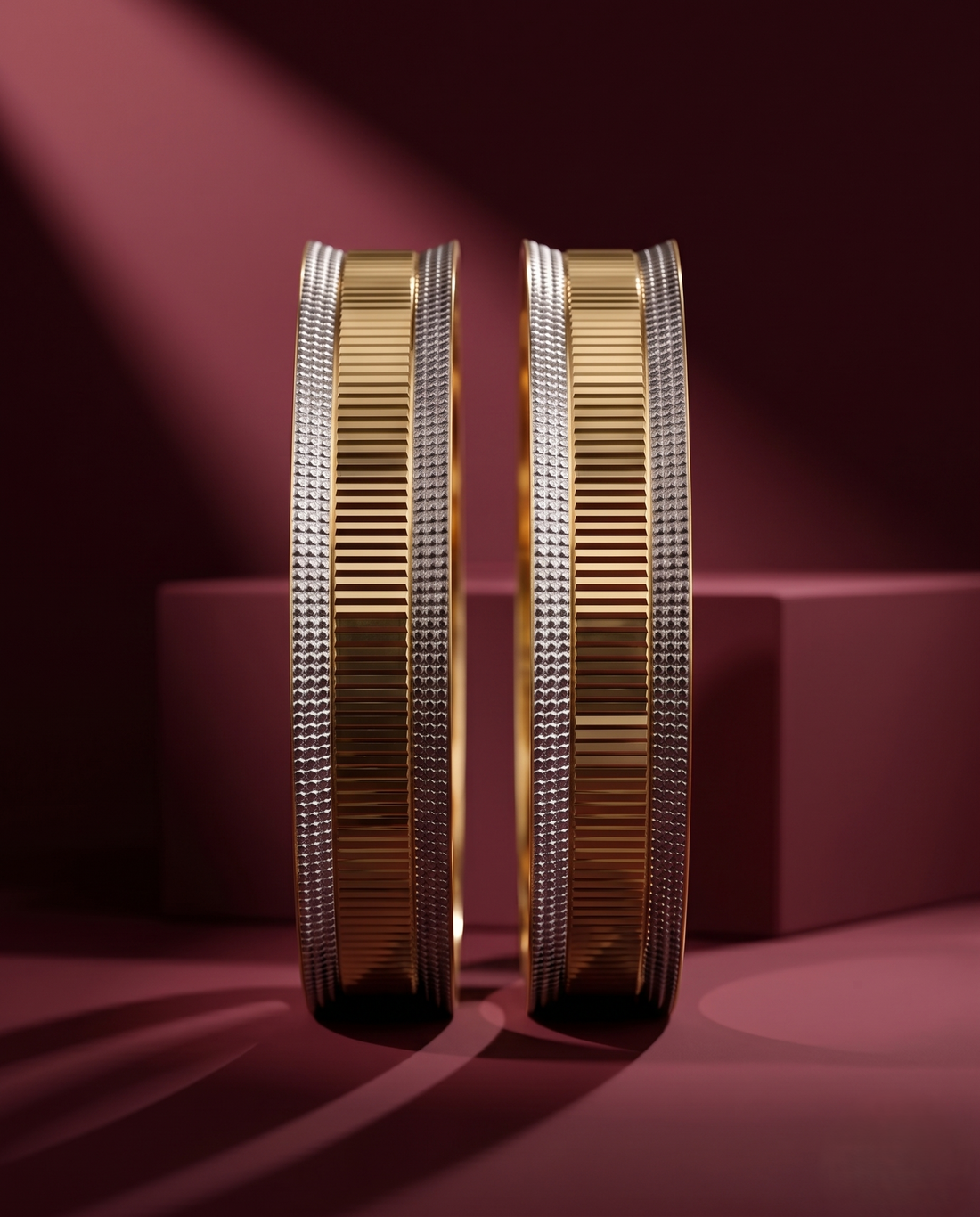 Dual Tone Plain Designer Bangles for Women | Gold Look Elegant Kada Pair